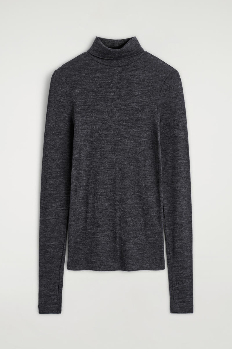 Cos Merino Wool High-neck Top In Gray