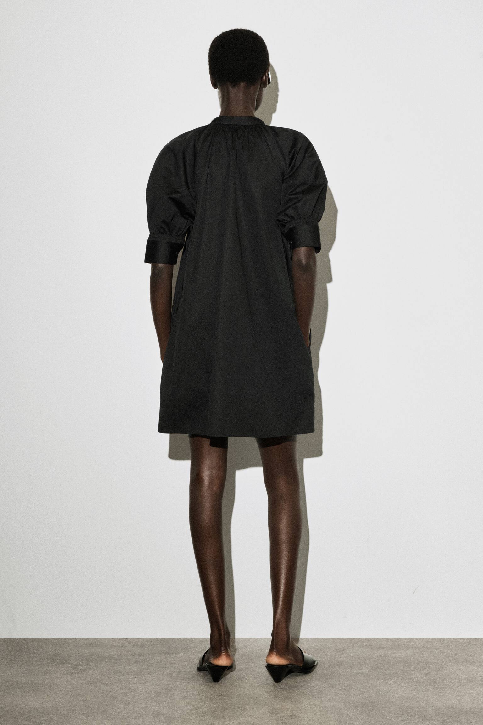 CHEMISIER CON MANICHE A SBUFFO - NERO - 3