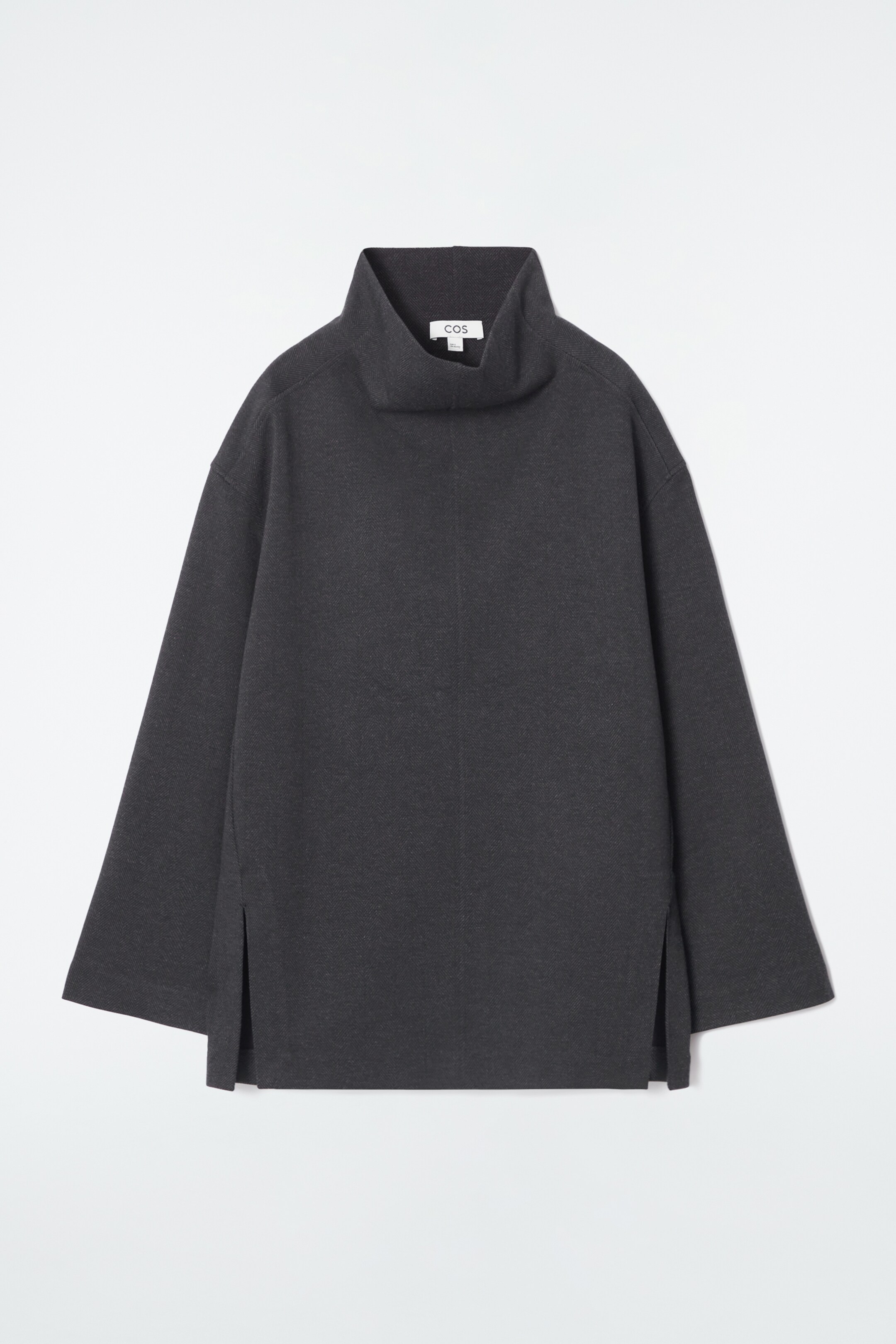 Ingrandisci l'immagine: OVERSIZED HERRINGBONE FUNNEL-NECK TOP - CHARCOAL / HERRINGBONE - DONNA | H&M CH 1