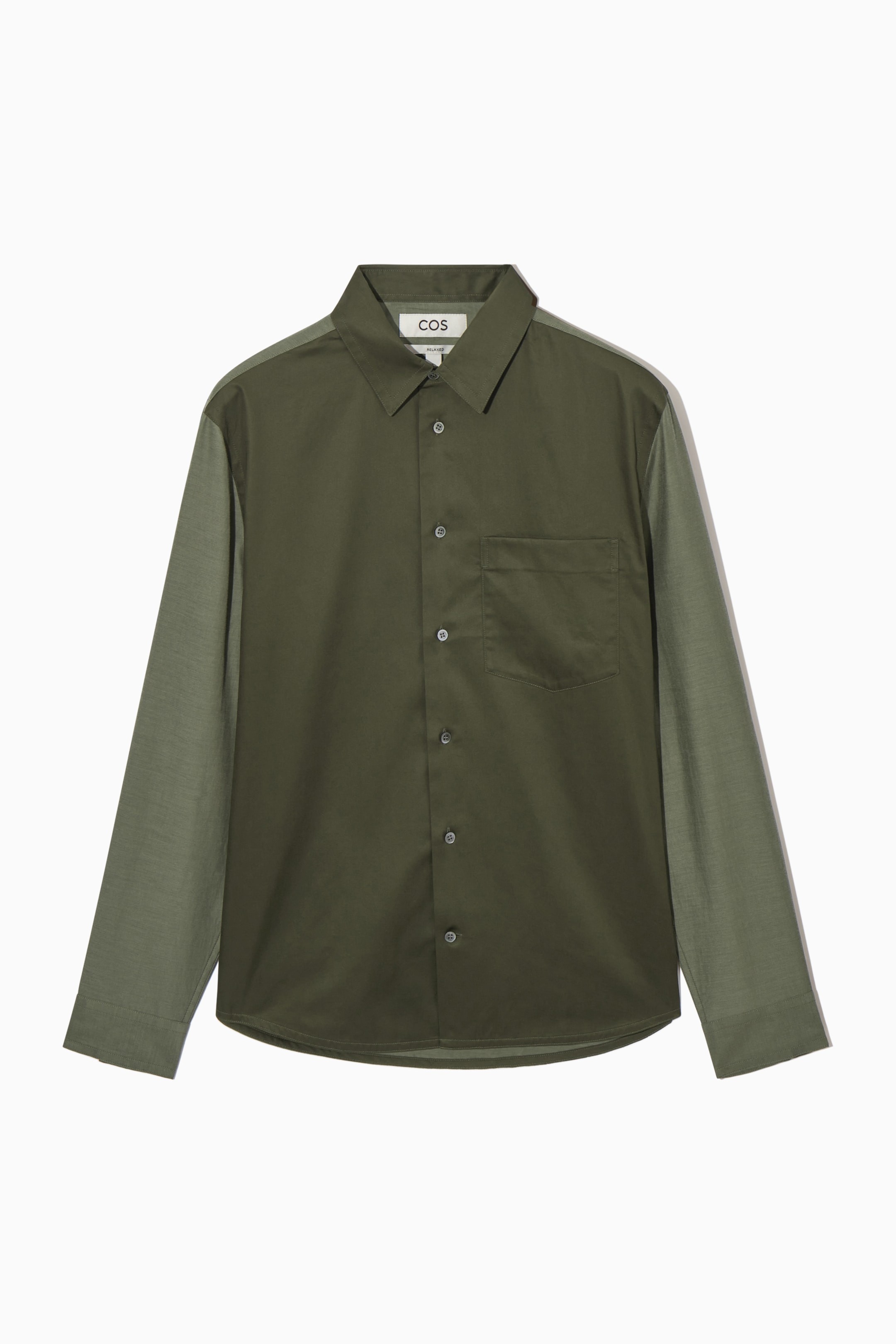 Ingrandisci l'immagine: RELAXED COLOUR-BLOCK COTTON SHIRT - KHAKI / GREEN - UOMO | H&M CH 1