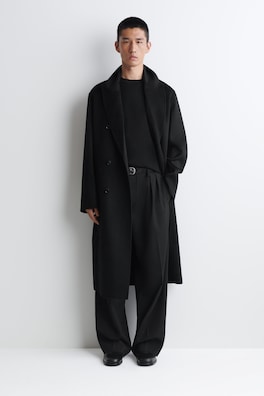 TAILORED DOUBLE-FACED CASHMERE COAT — CARBON 1