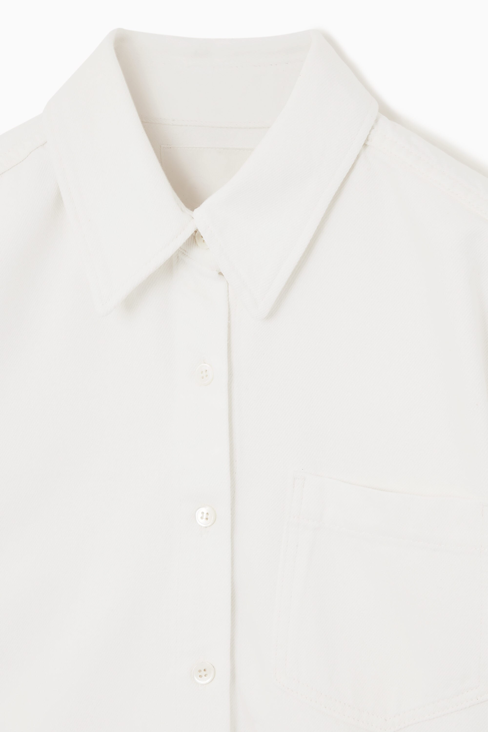 CROPPED SHORT-SLEEVED DENIM SHIRT - OFF-WHITE | COS