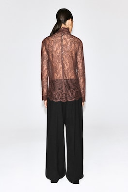TURTLENECK LACE TOP — BROWN 5