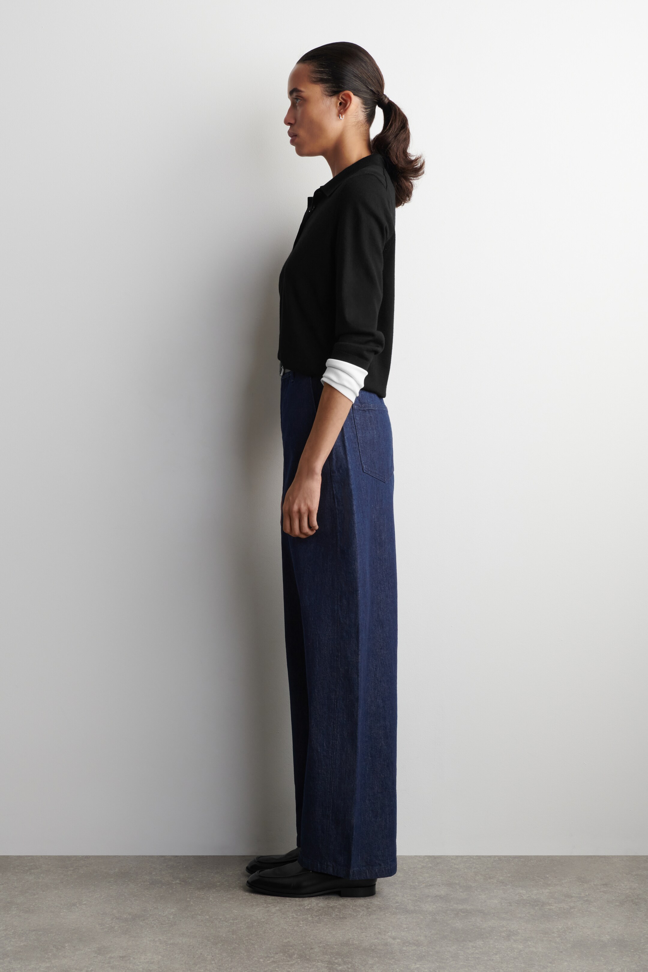 Ver imagem maior: CALÇAS DE GANGA DE PERNA LARGA - AZUL ESCURO - SENHORA | H&M PT 3