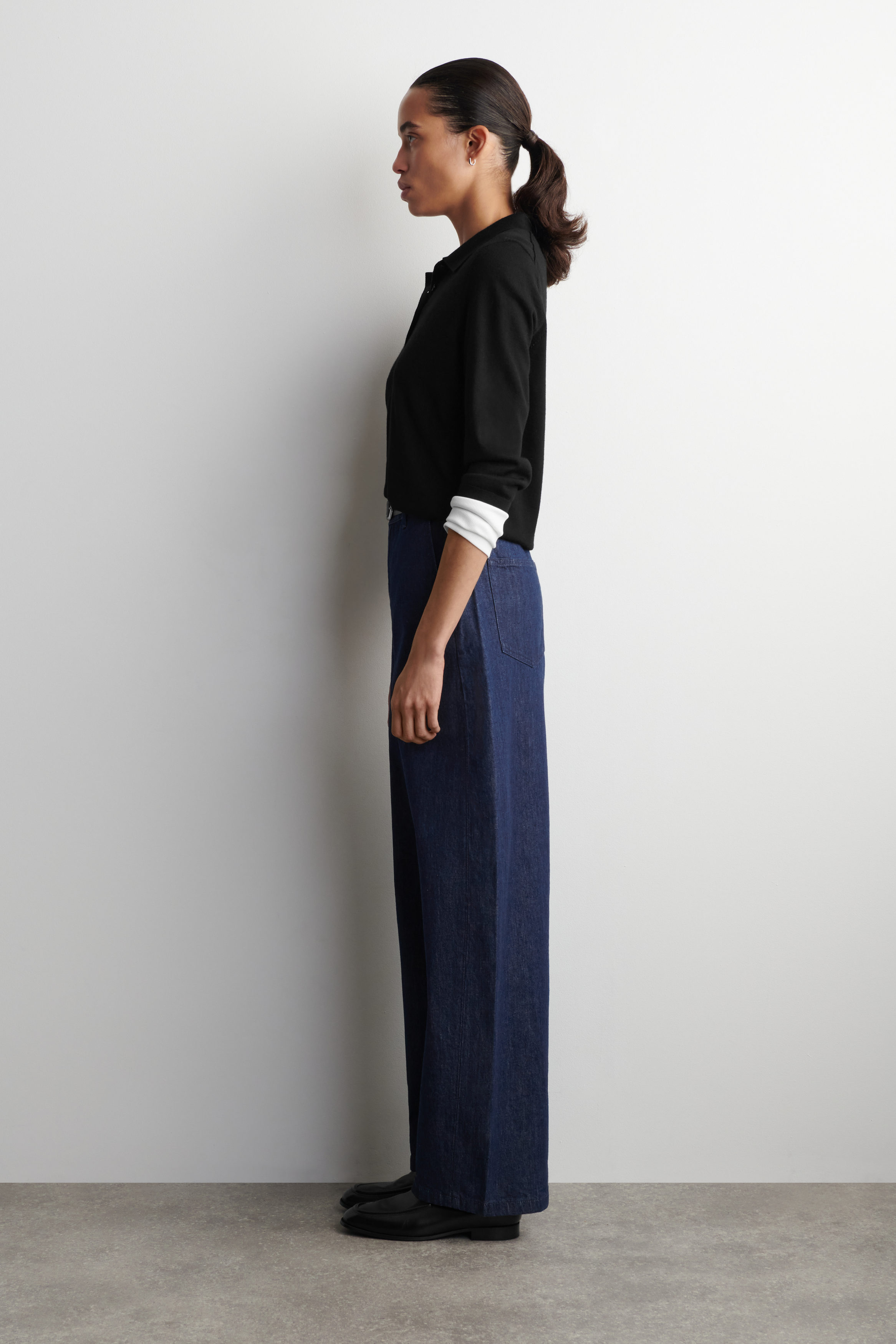 WIDE-LEG DENIM PANTS - DARK BLUE | COS US