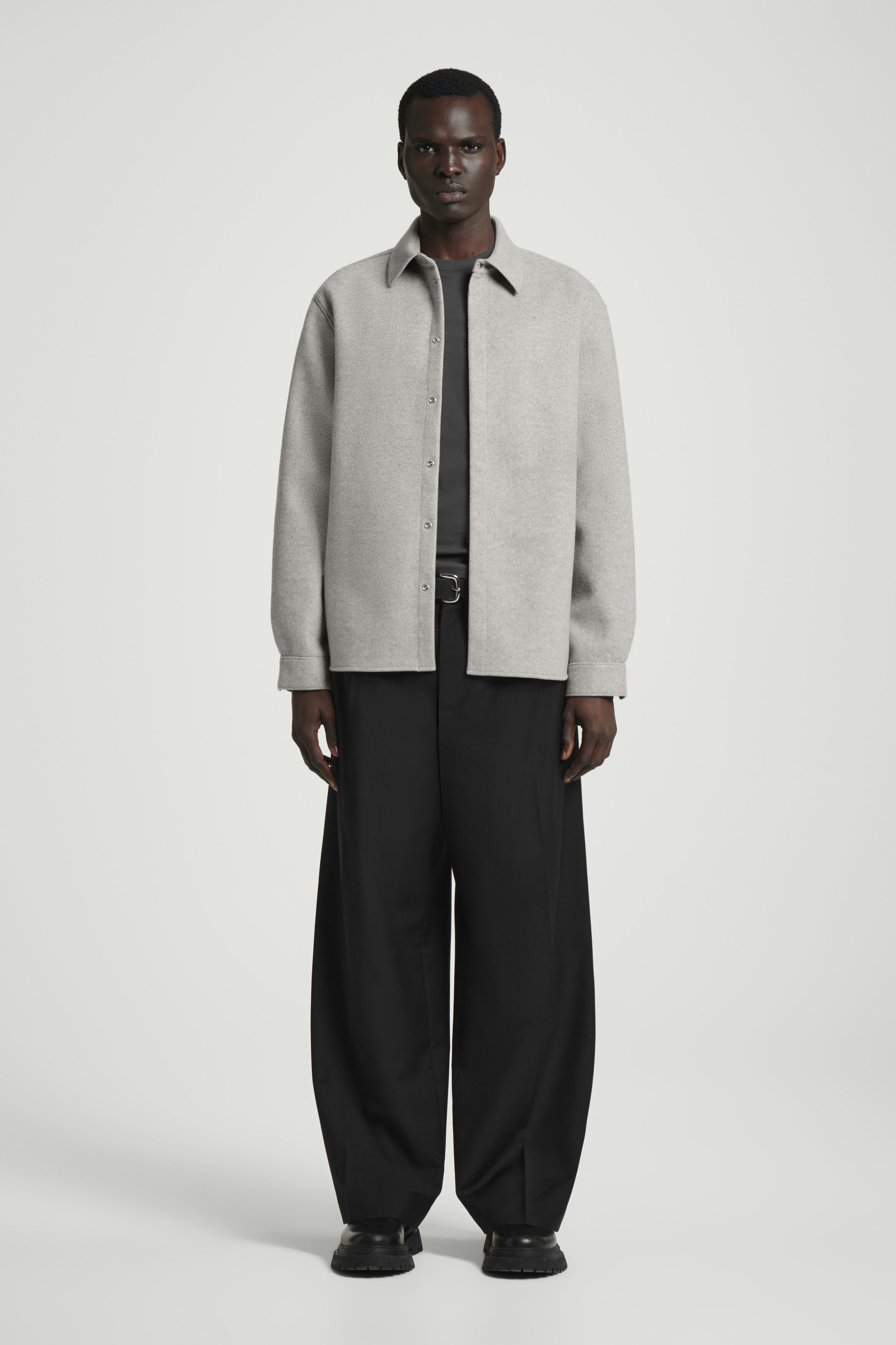 RELAXED WOOL-BLEND OVERSHIRT - GREY MÉLANGE | COS