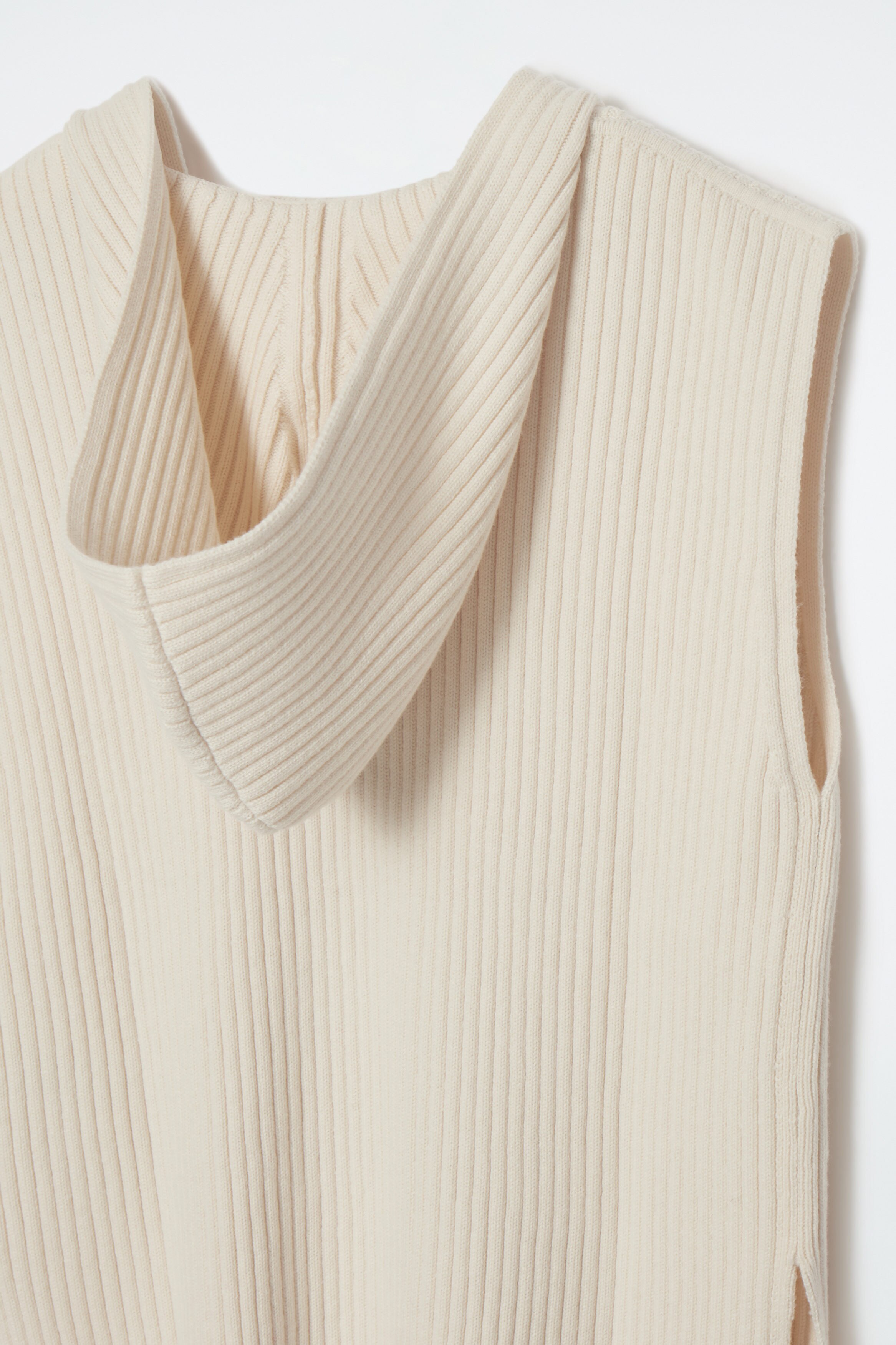 RIBBED-KNIT HOODED TANK TOP - OFF-WHITE | COS
