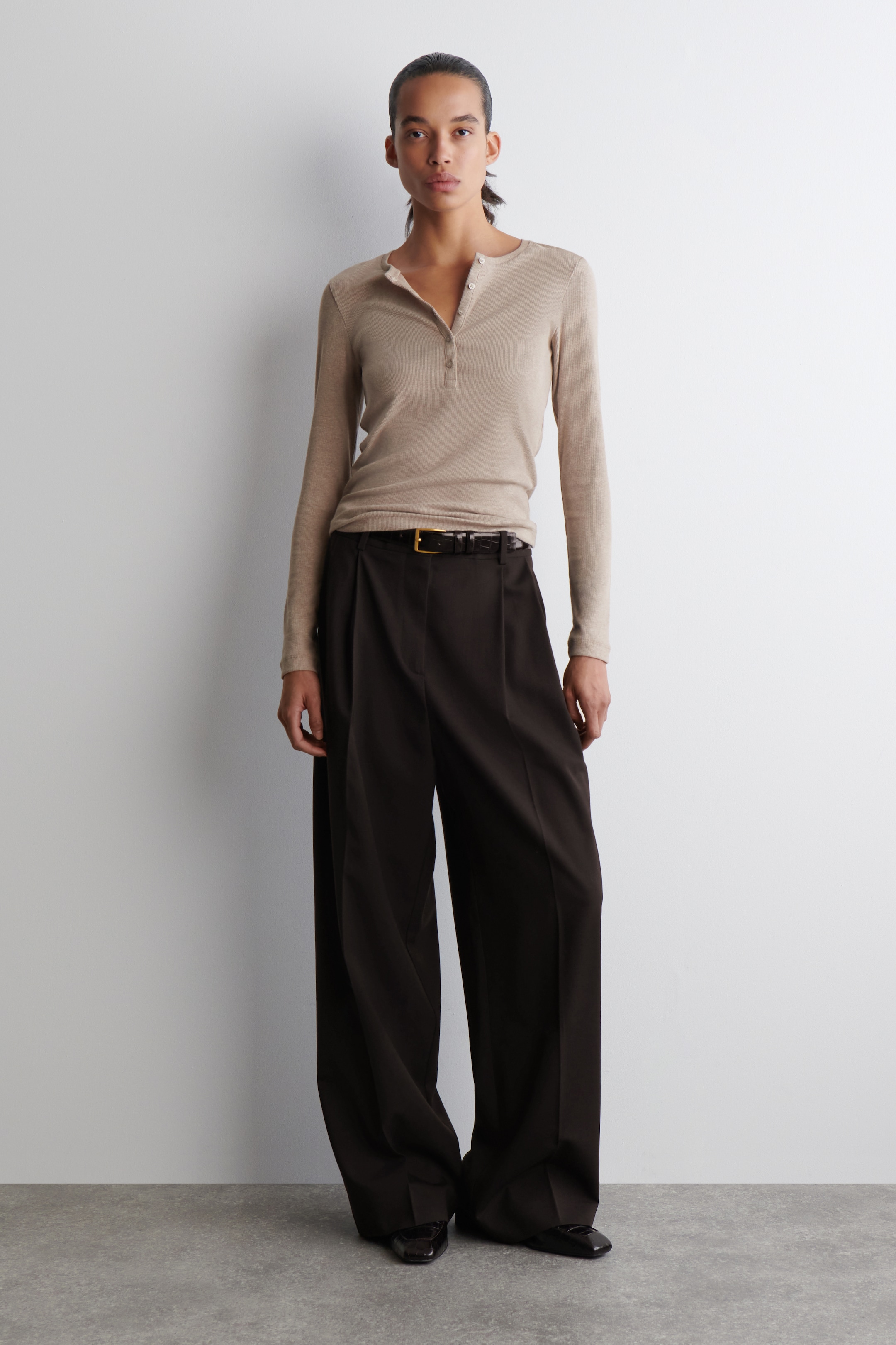 Agrandir l'image: HAUT HENLEY À MANCHES LONGUES - BEIGE CHINÉ - FEMME | H&M FR 2