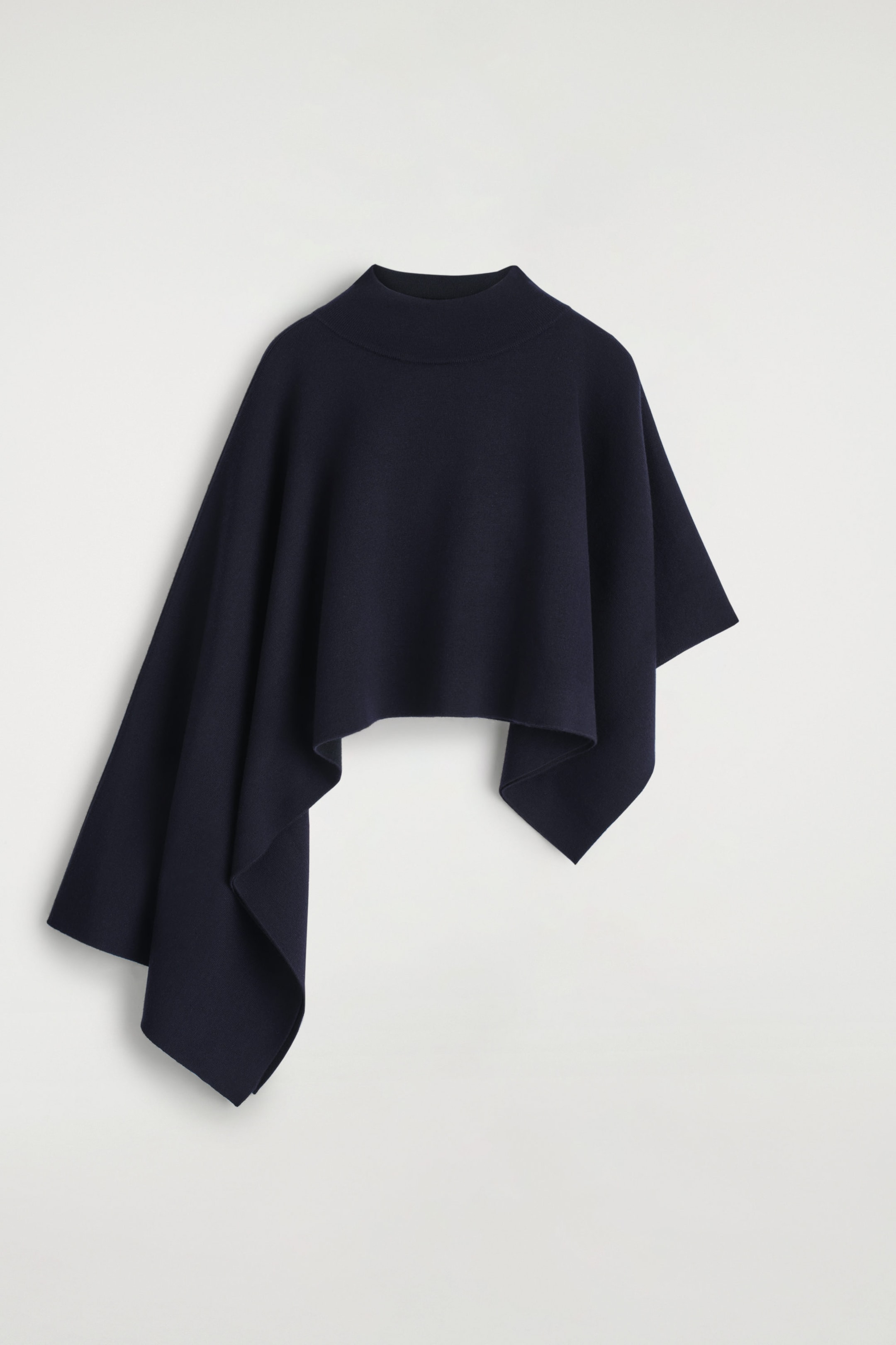 ASYMMETRIC DOUBLE-KNIT WOOL CAPE