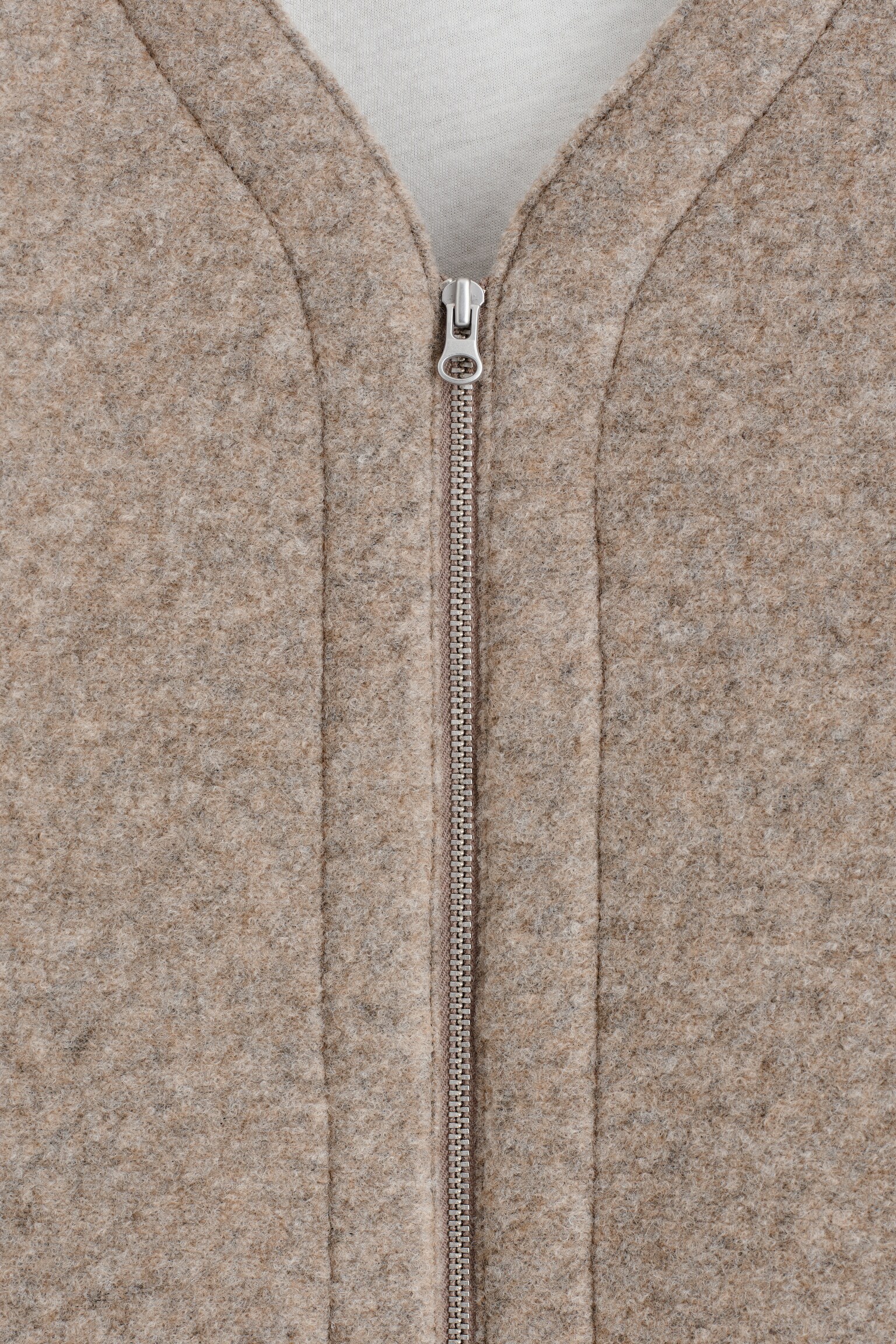 OVERSIZED FELTED-SCUBA ZIP-UP CARDIGAN - BEIGE - 5