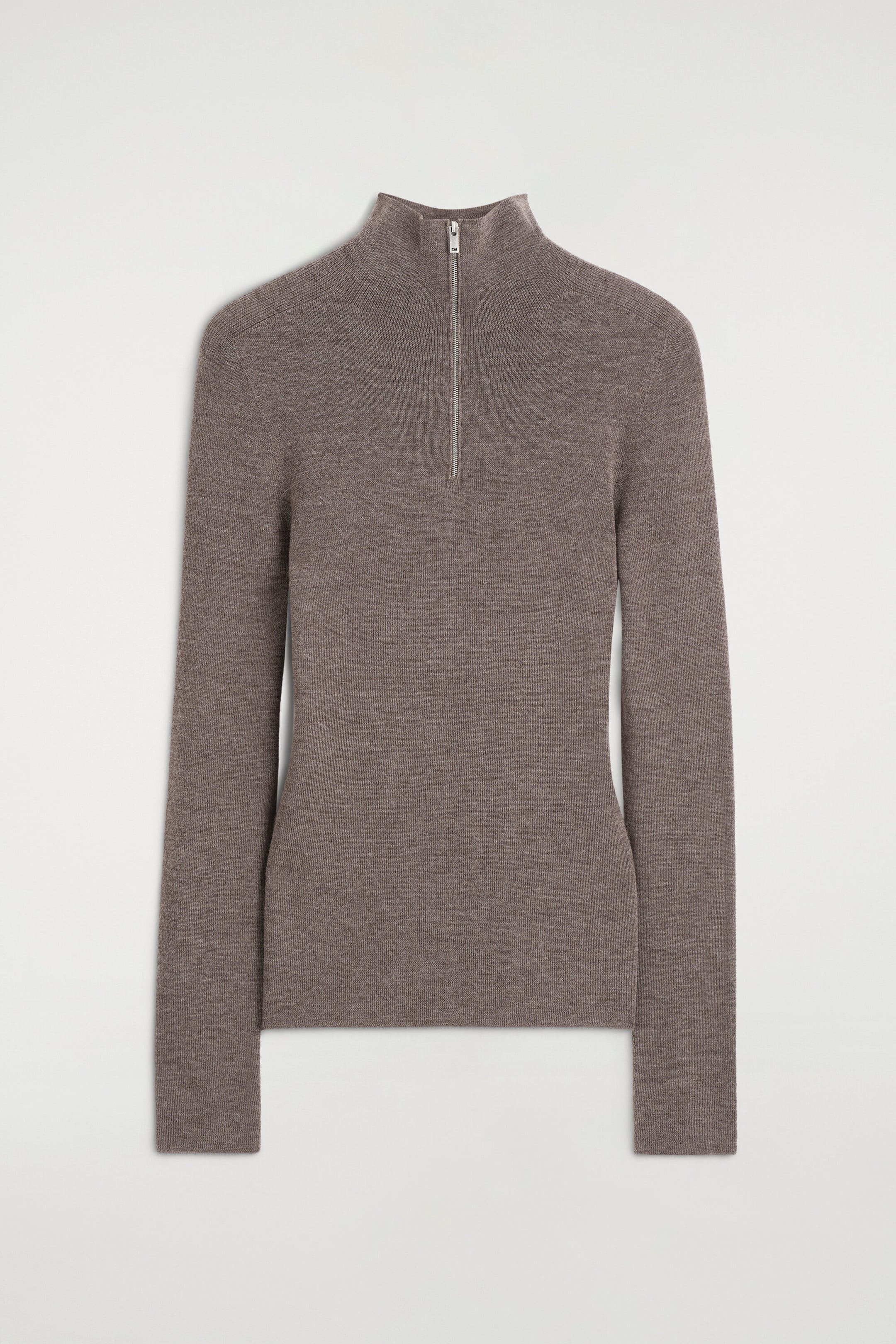 SEAMLESS MERINO WOOL ZIP-UP TOP