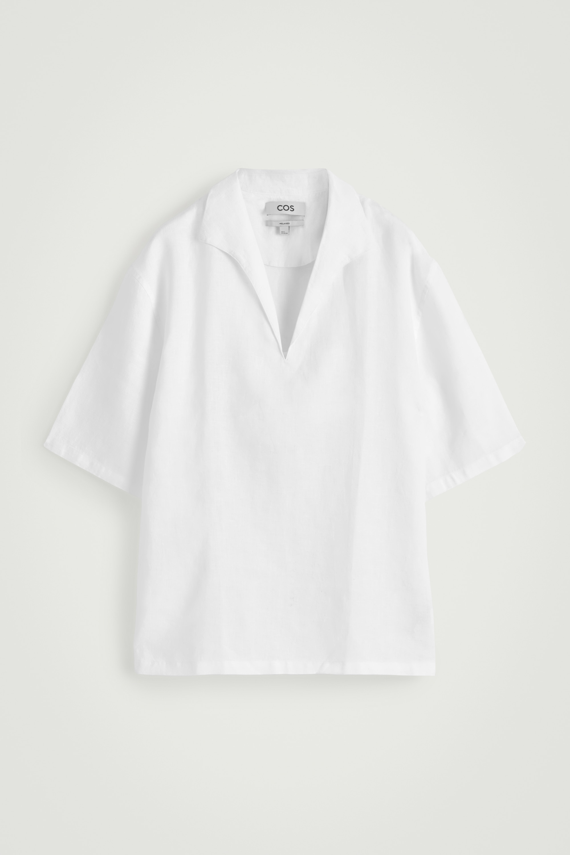 CHEMISE EN LIN À COL OUVERT - BLANC/BLEU MARINE/BLEU CIEL