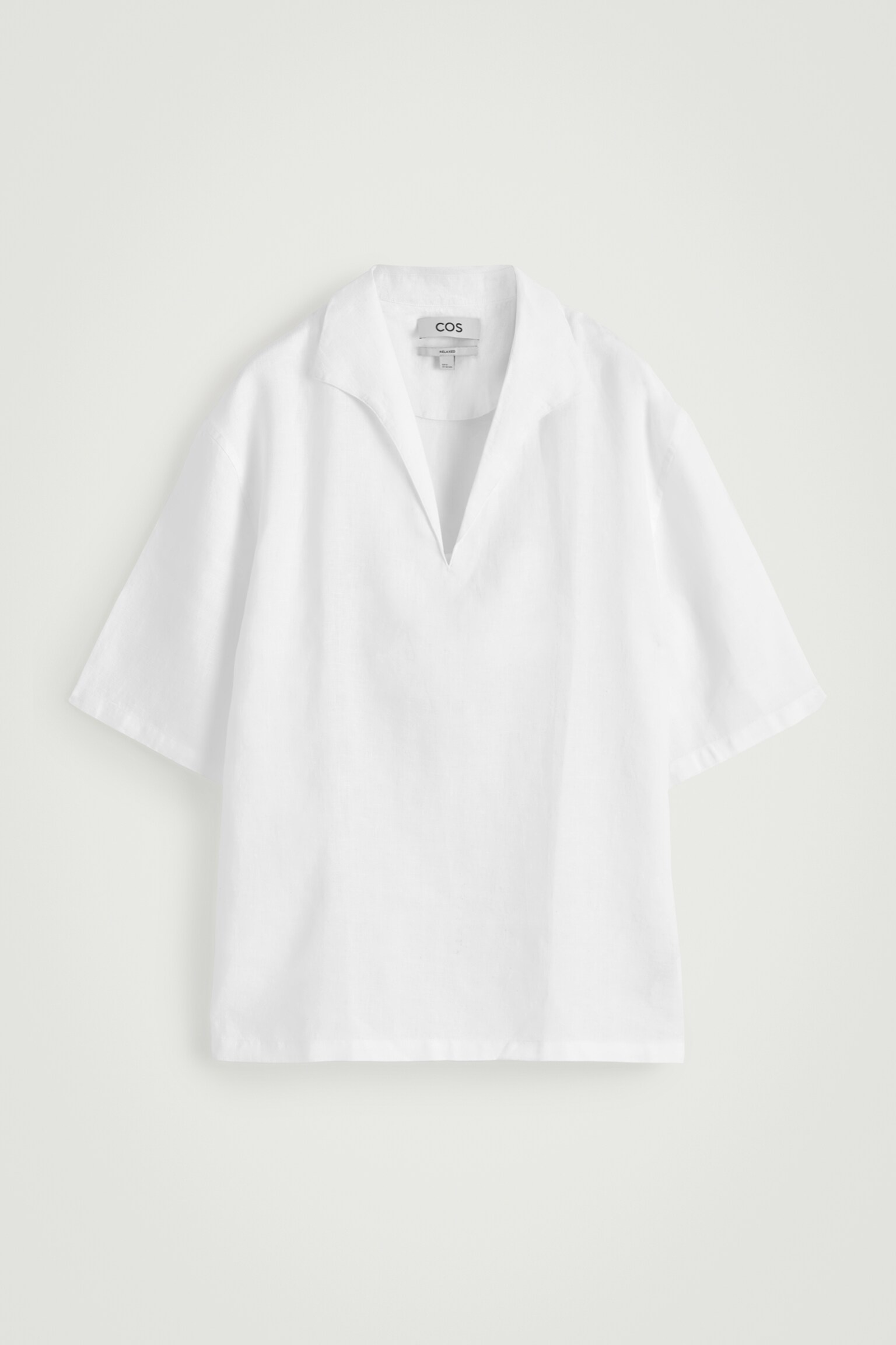 CAMISA DE LINO CON CUELLO ABIERTO - BLANCO/AZUL MARINO/AZUL CLARO - 1