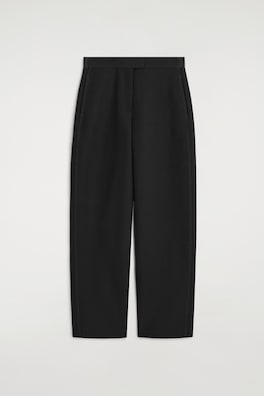 TOPSTITCHED BARREL-LEG PANTS — BLACK 8