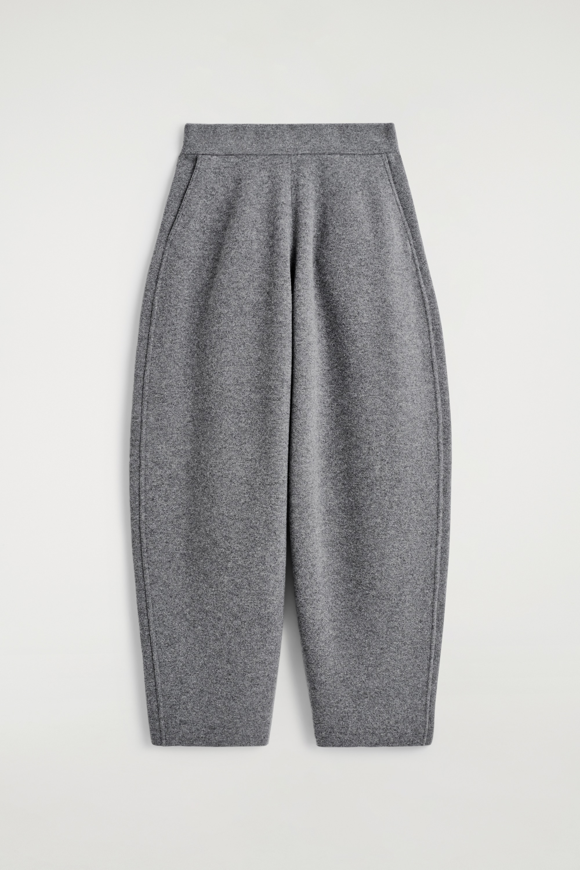 PANTALONES DE LANA MERINO BARREL FIT - GRIS JASPEADO