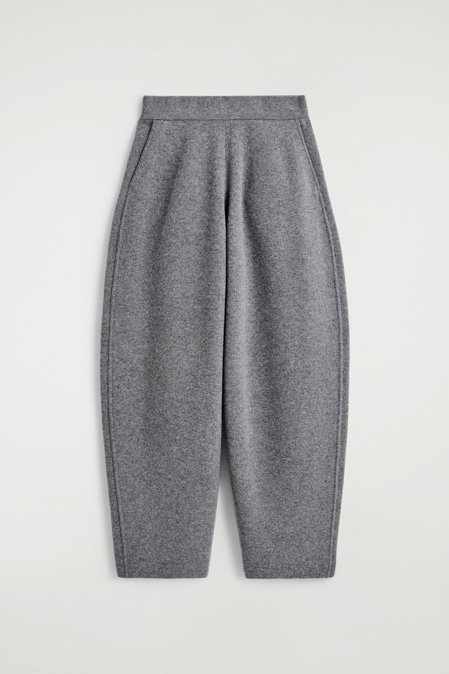 PANTALONES DE LANA MERINO BARREL FIT - GRIS JASPEADO - 2