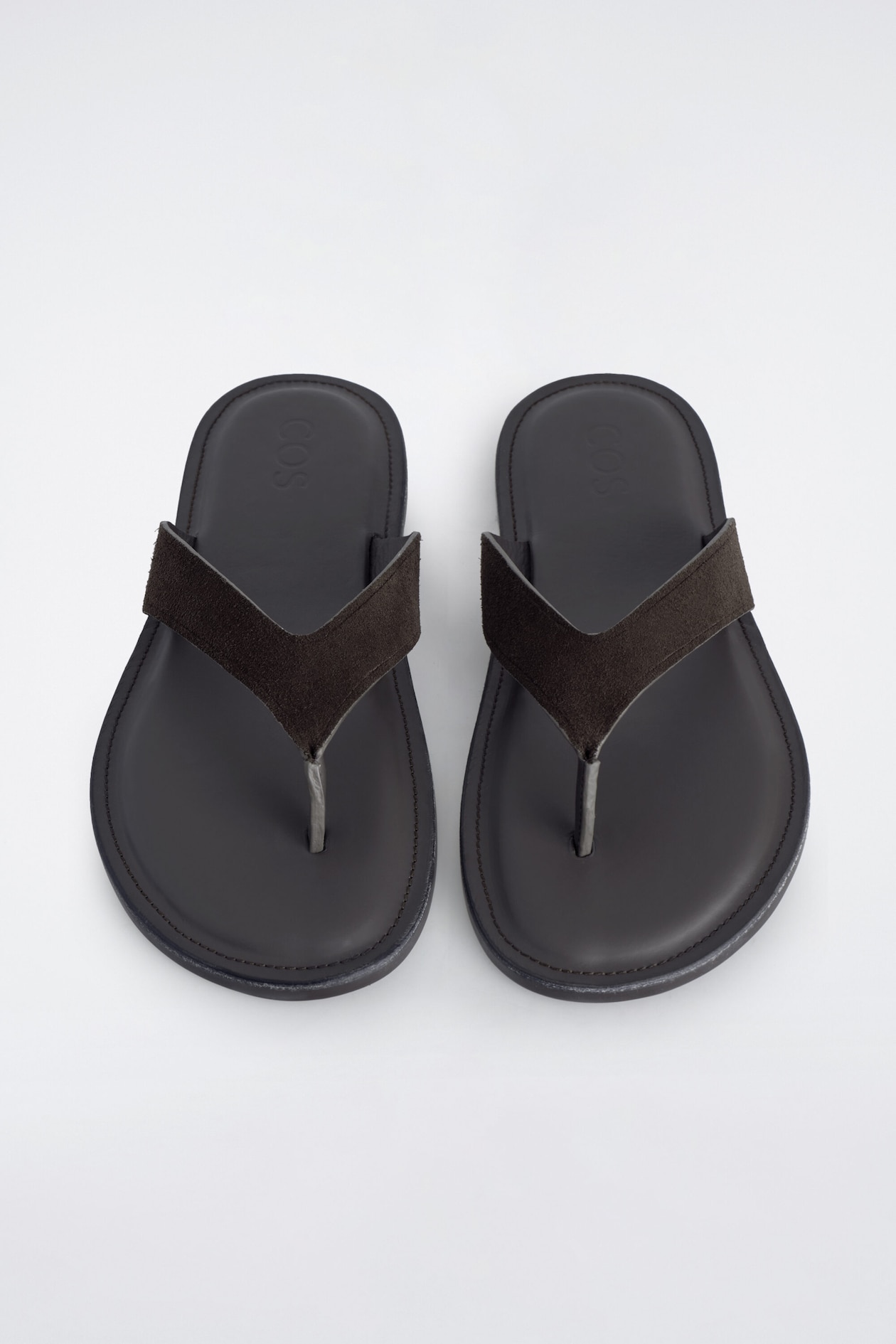 LEATHER FLIP FLOPS — DARK BROWN