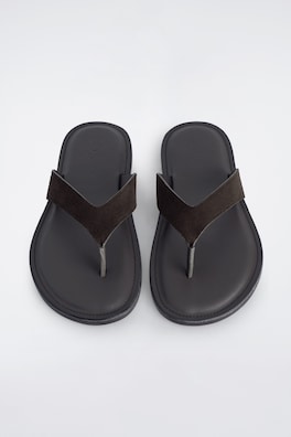 LEATHER FLIP FLOPS — DARK BROWN 1