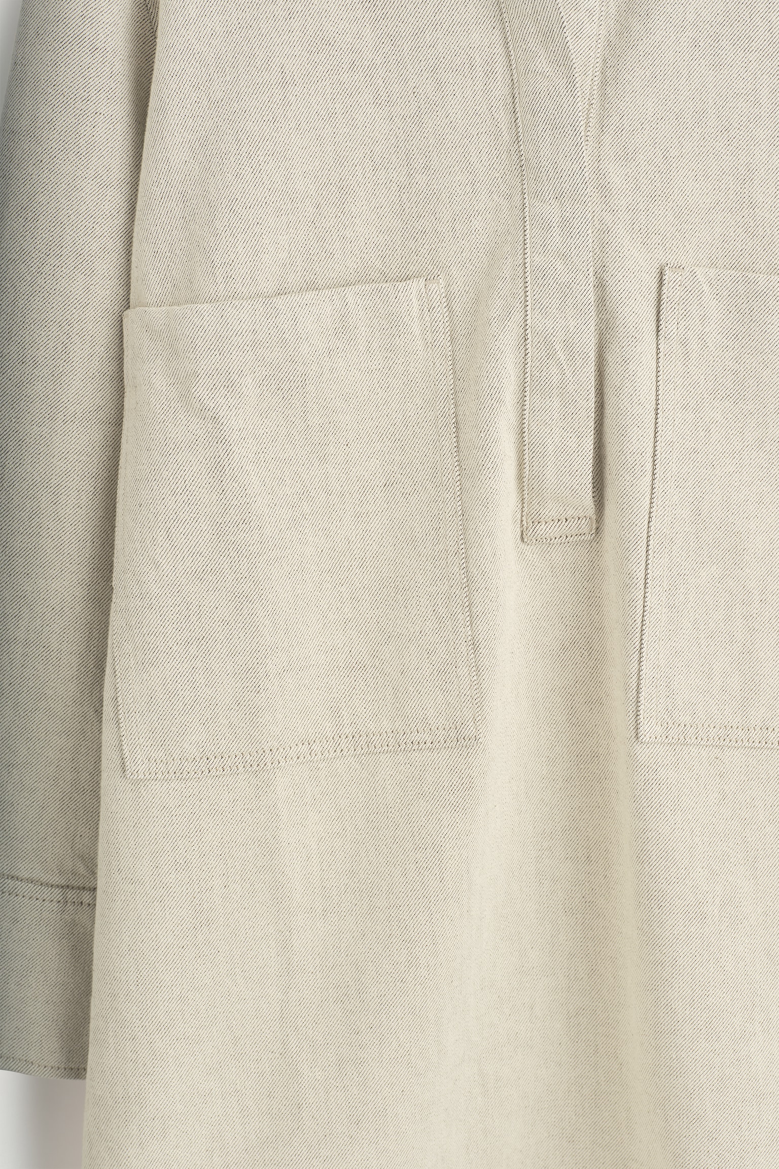 HEMDKLEID AUS DENIM MIT OFFENEM KRAGEN - BEIGE - 3