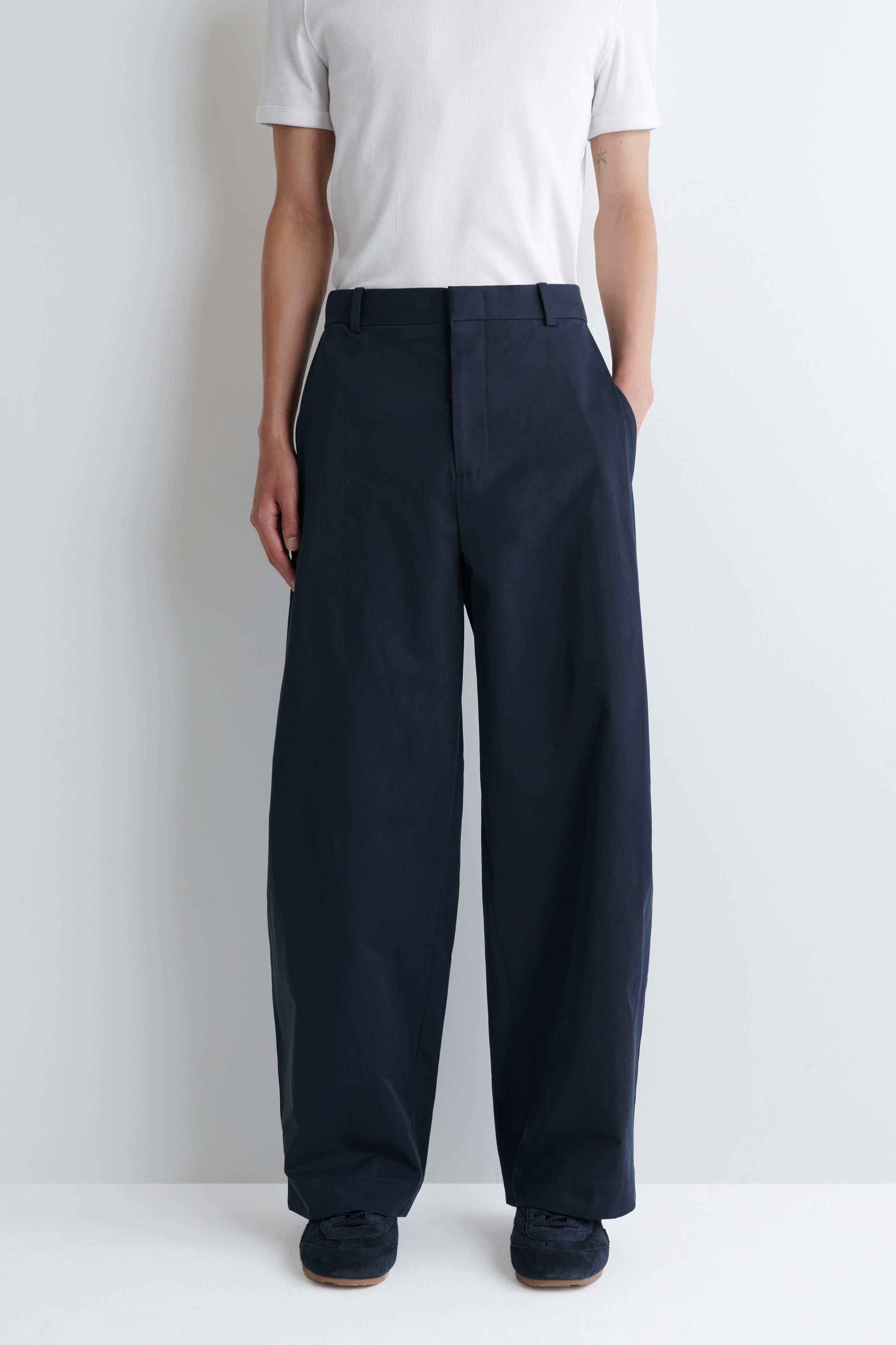 ★ POSZER★ Curved Cotton Pants Navy 233CVCPT044 A69644s.jpg