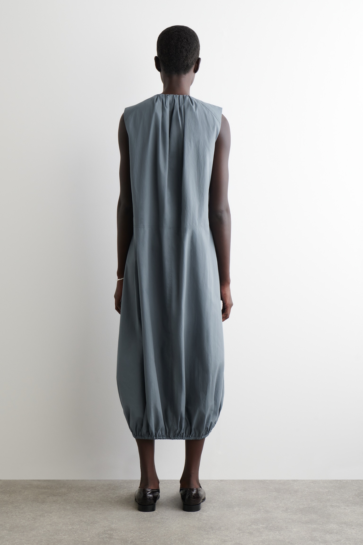 ROBE MIDI À OURLET BULLE - GRIS/VERT FONCÉ - 3