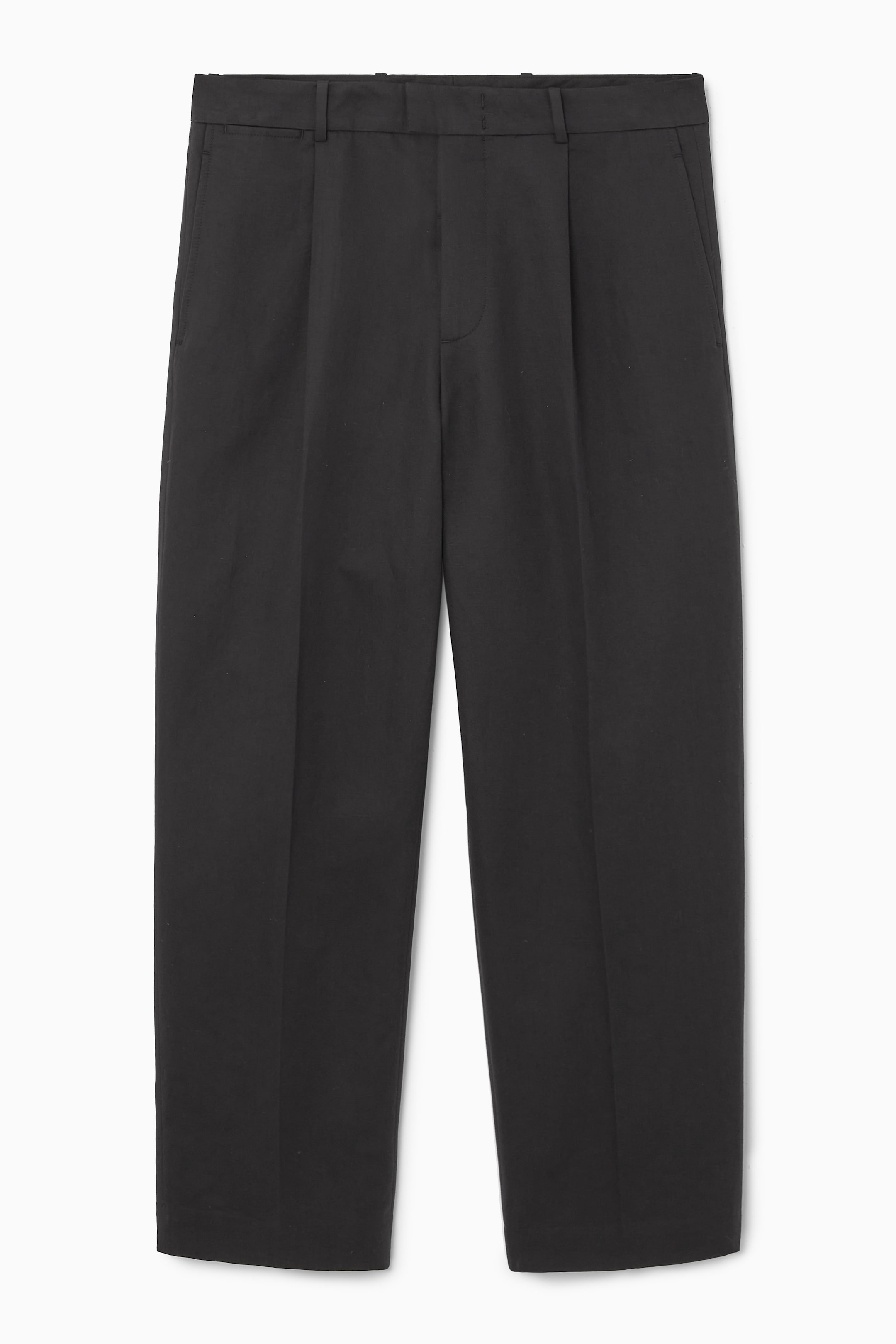 View larger image: PLEATED LINEN STRAIGHT-LEG TROUSERS - BLACK - Men | H&M GB 1