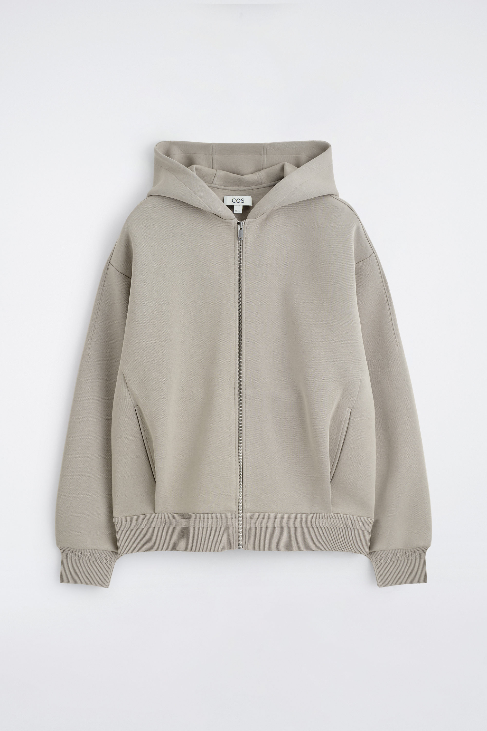 COTTON-PIQUÉ ZIP-UP HOODIE - BEIGE | COS DK