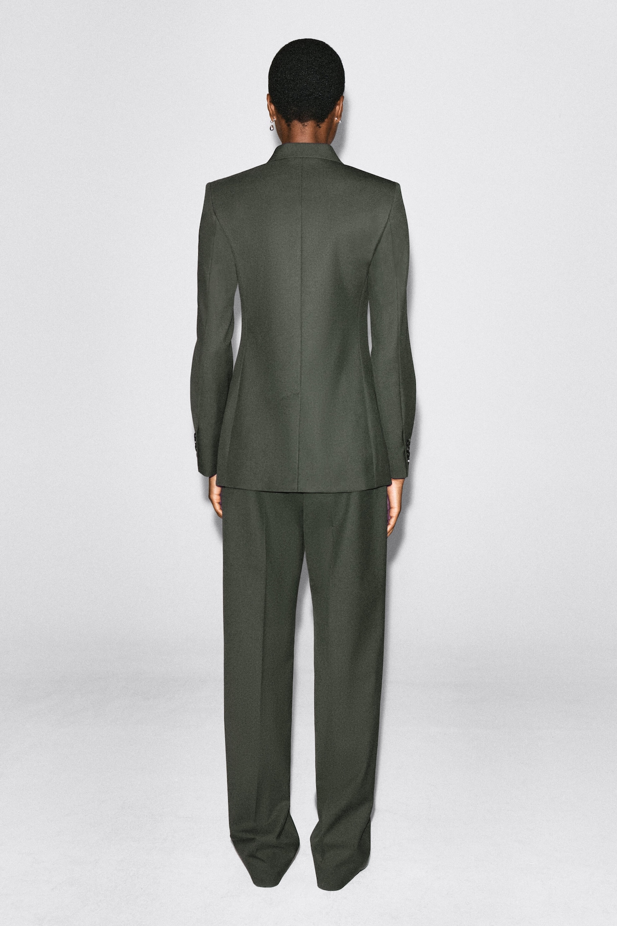 WOOL-BLEND DOUBLE-BREASTED BLAZER — KHAKI