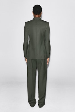 WOOL-BLEND DOUBLE-BREASTED BLAZER — KHAKI 5