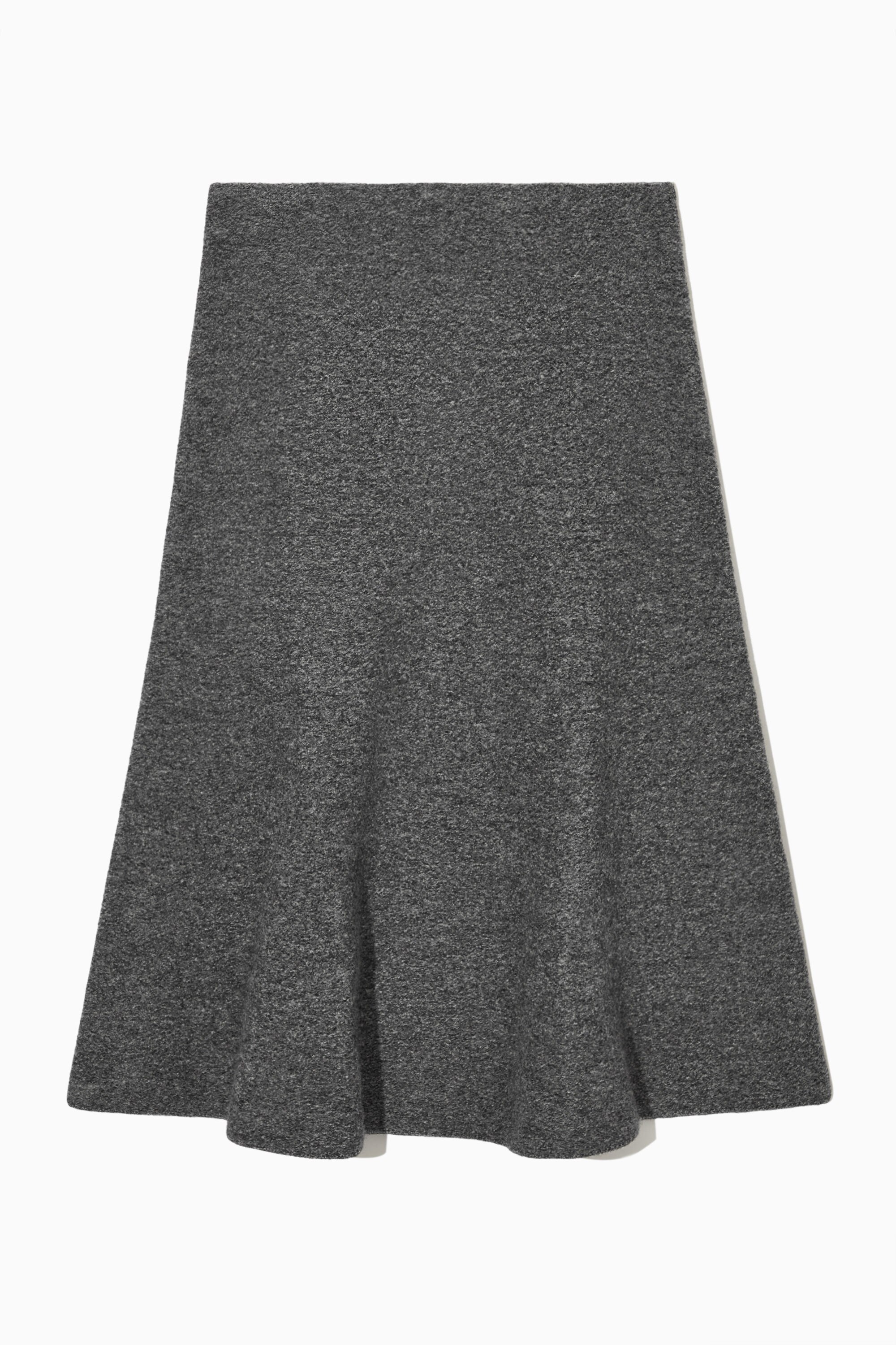 ★CRANK★MICRO FLARED SKIRT_MELANGE GREY ★正規品/直送料込 FLARED MERINO WOOL MIDI SKIRT - DARK GREY MÉLANGE | COS