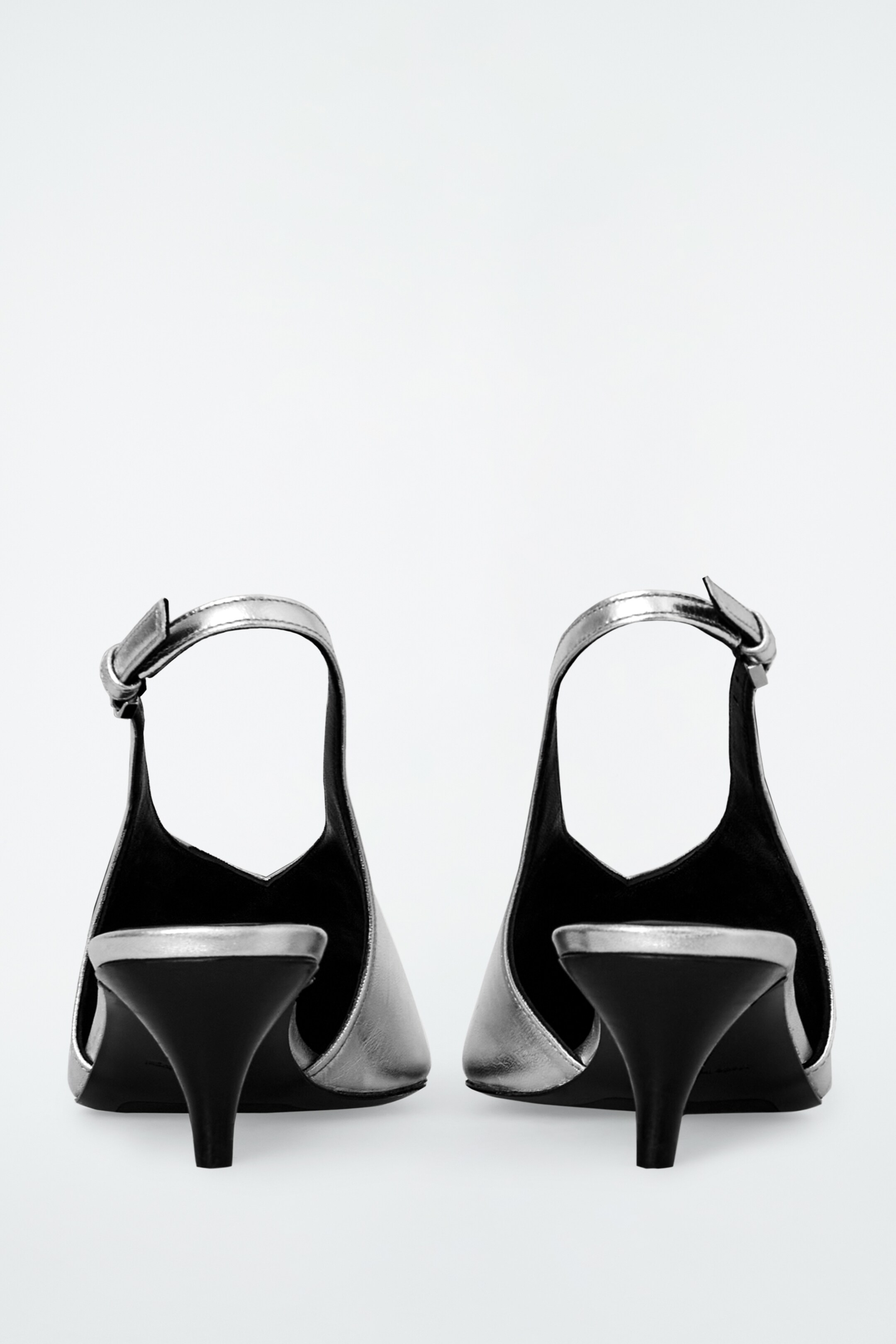 View larger image: POINTED LEATHER SLINGBACK KITTEN HEELS - SILVER - Ladies | H&M GB 2