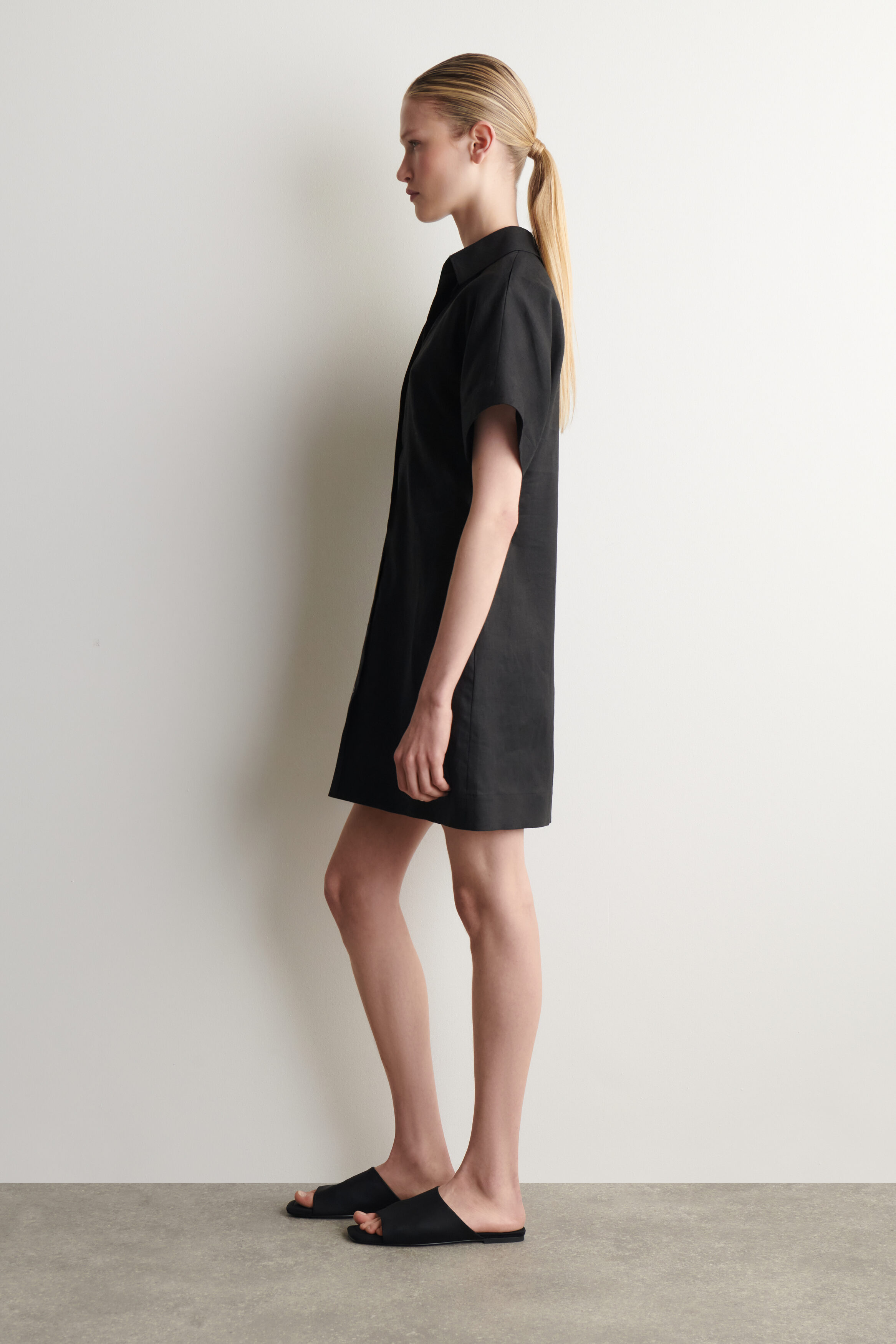 black cut out shirt dress Black Cut-Out Open Front Long Sleeves Mini Dress