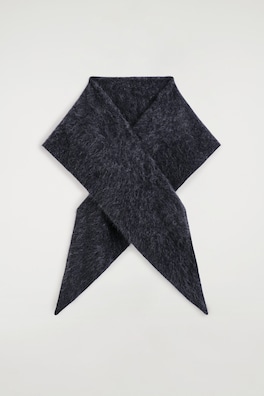 BRUSHED PURE CASHMERE TRIANGLE SCARF — DARK GRAY 6