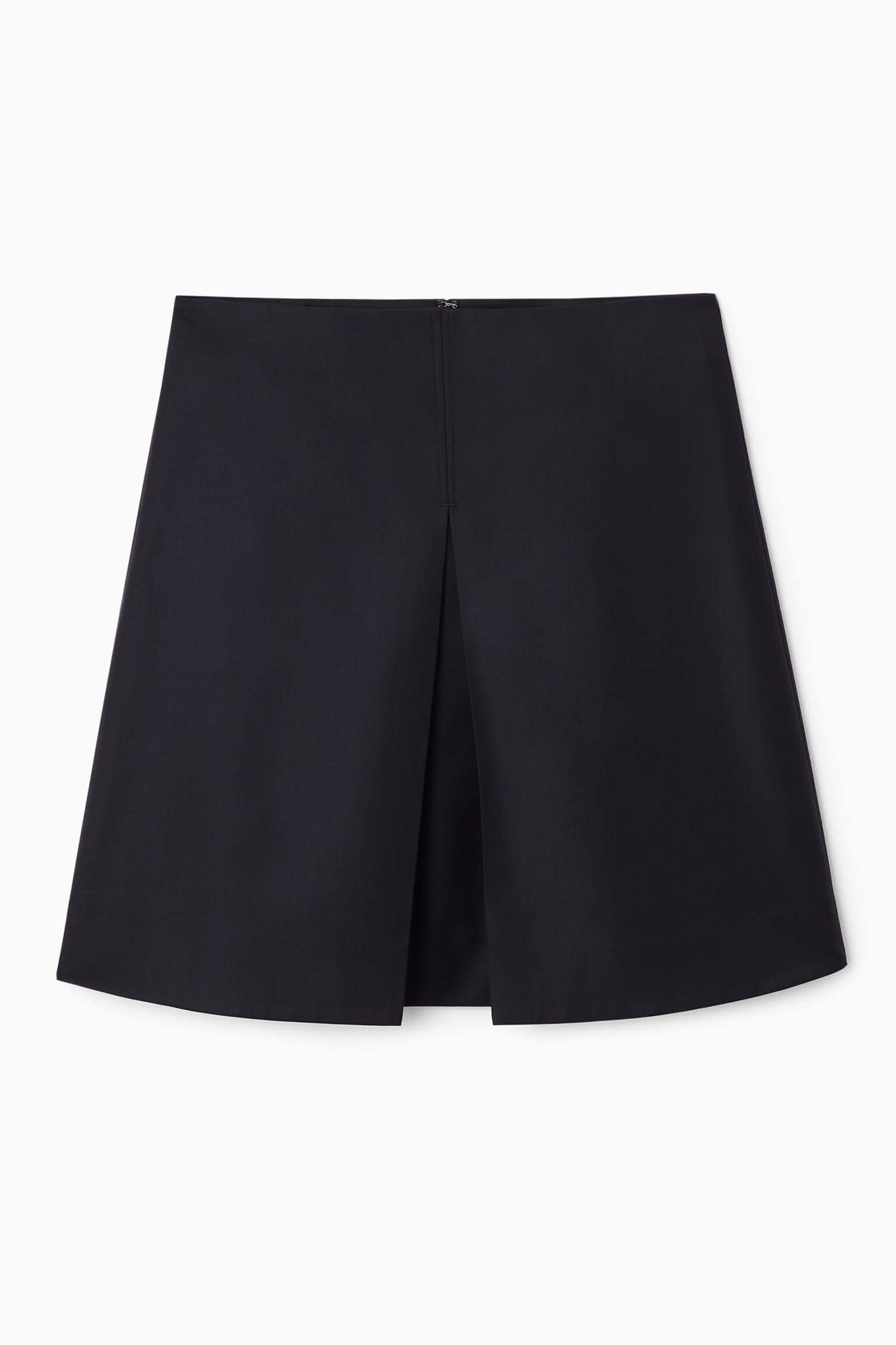 PLEATED WOOL-BLEND MINI SKIRT - NAVY - 1
