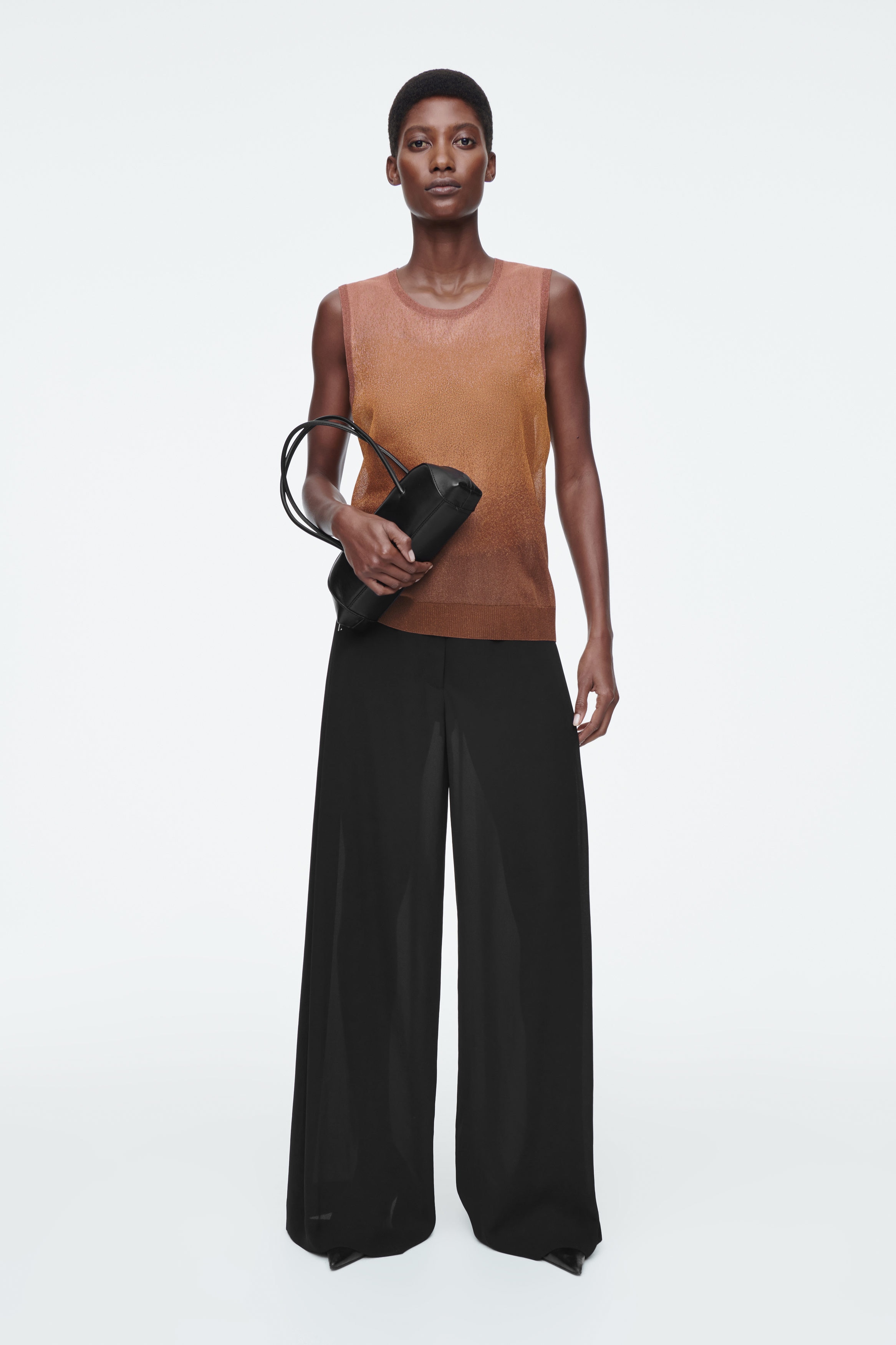 SHEER FINE-KNIT TANK TOP - BROWN | COS