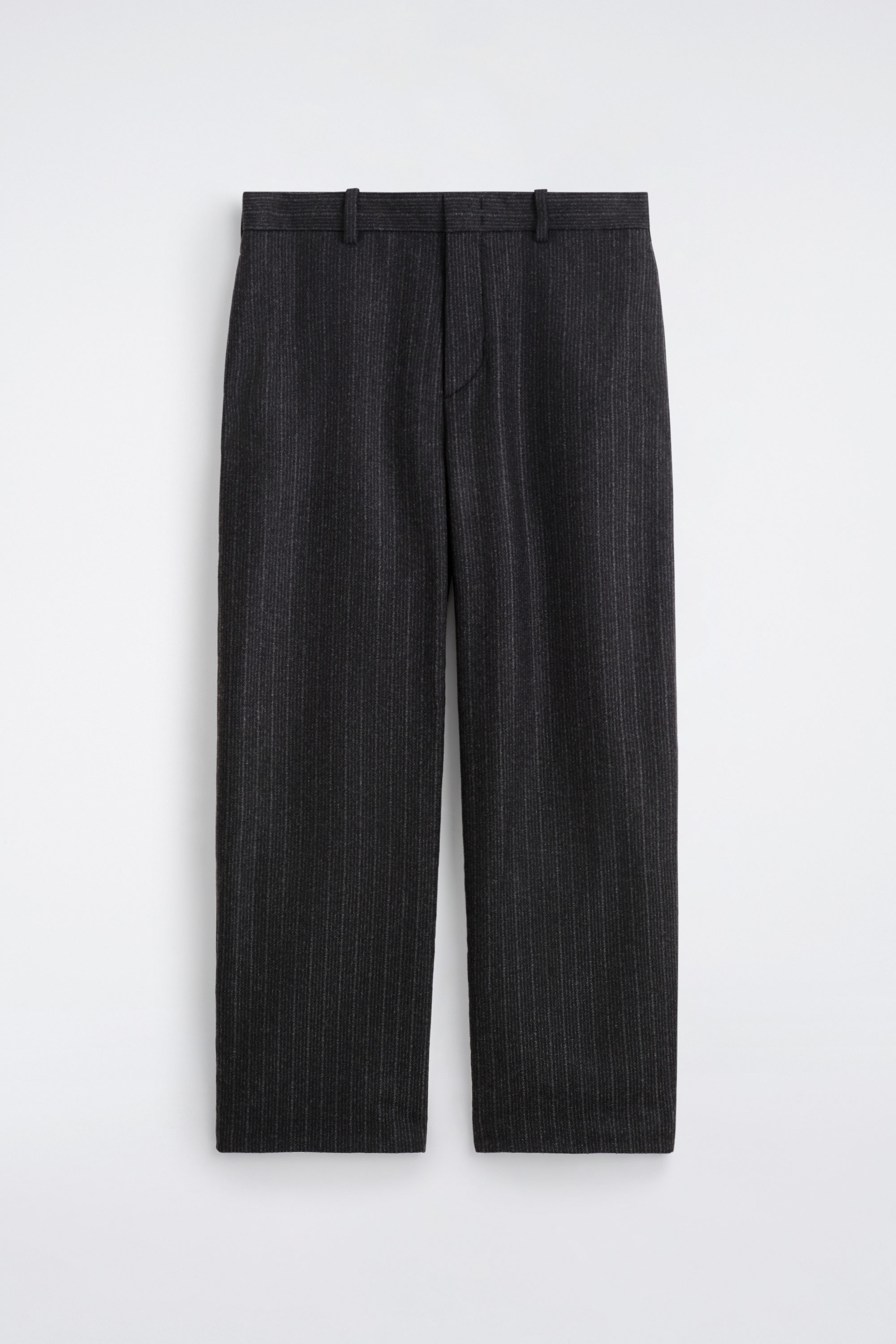 PINSTRIPED WOOL RELAXED-FIT TAPERED PANTS - GRAY / PINSTRIPED | COS US