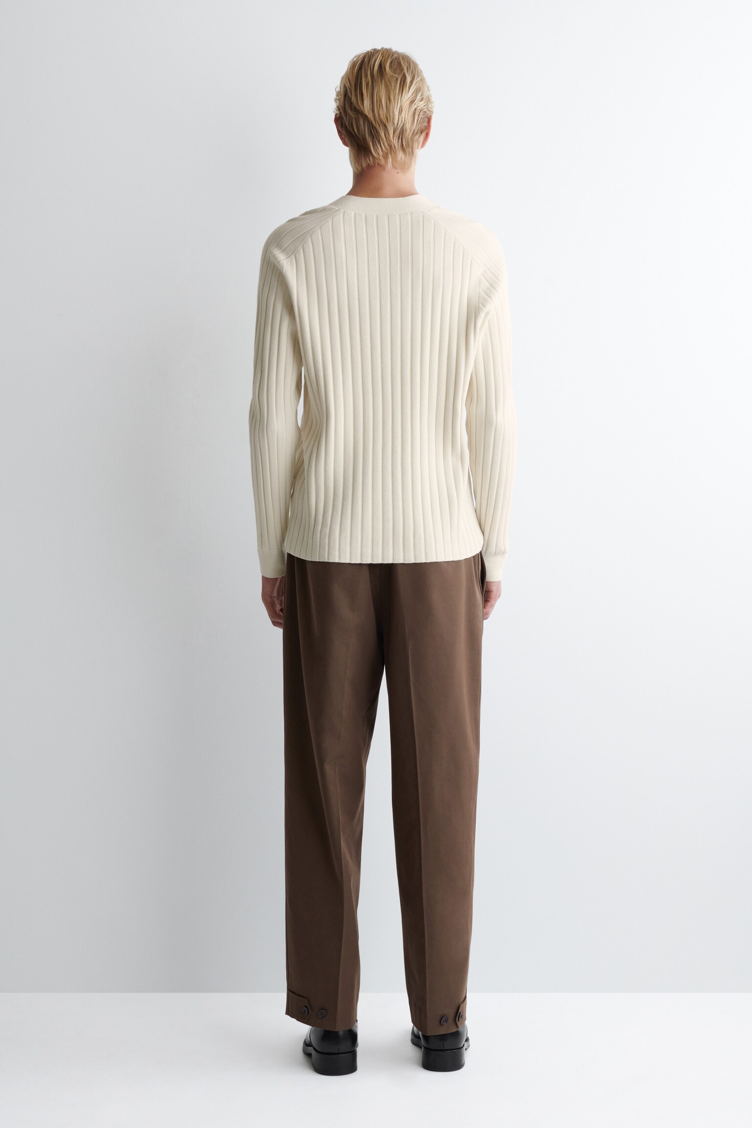 COTTON CROPPED STRAIGHT-LEG TROUSERS - BROWN - 6