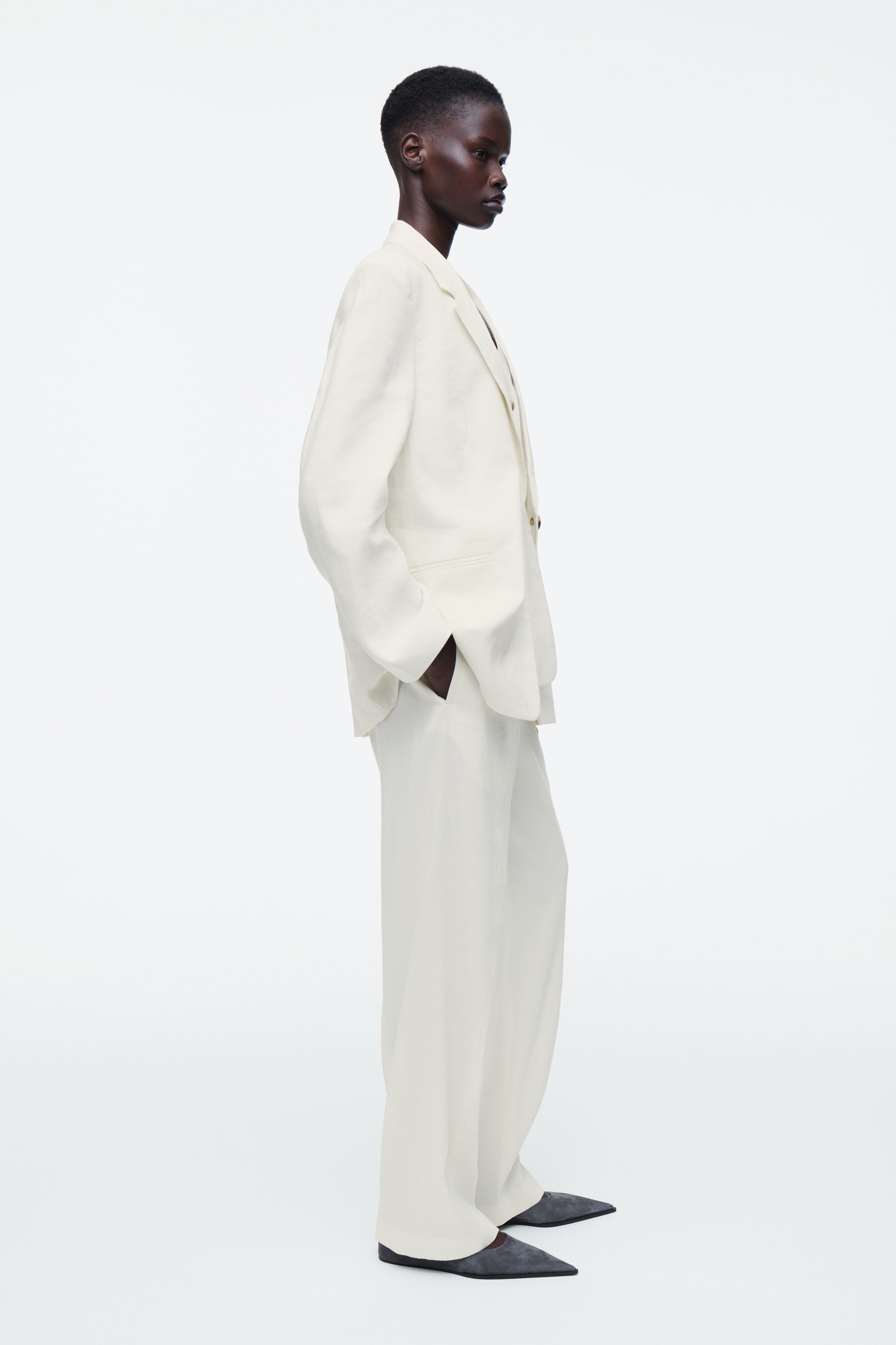 TAILORED LINEN PANTS - ECRU | COS