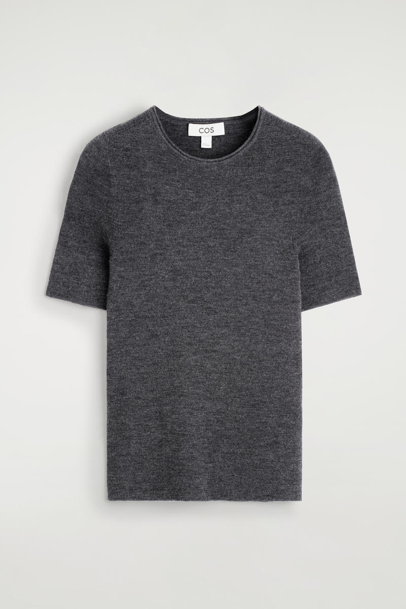 COS Seamless Merino Wool T-Shirt Grey Women's Medium