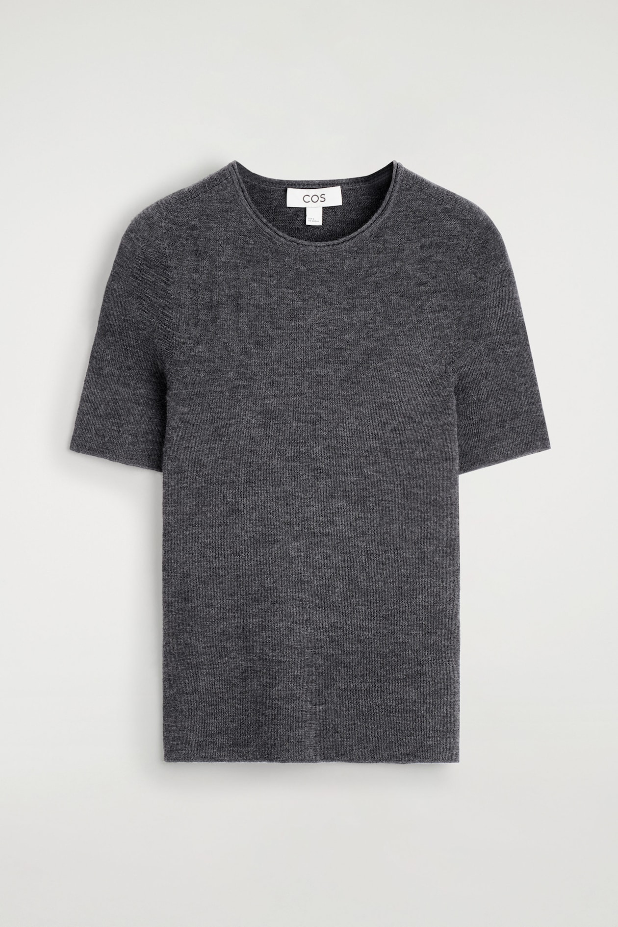 SEAMLESS MERINO WOOL T-SHIRT — CHARCOAL MÉLANGE