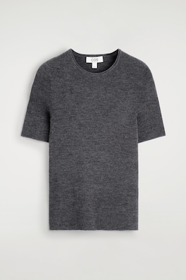 SEAMLESS MERINO WOOL T-SHIRT — CHARCOAL MÉLANGE 8