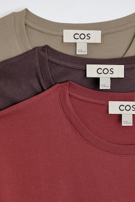 3-PACK COTTON CREW-NECK T-SHIRTS — BURGUNDY 1