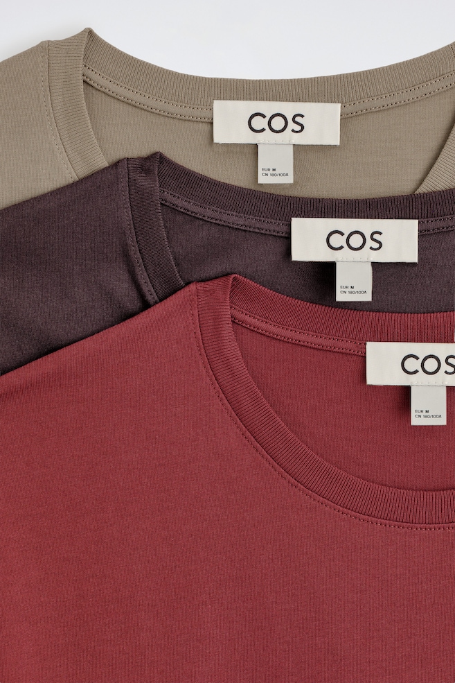 3-PACK COTTON CREW-NECK T-SHIRTS — BURGUNDY