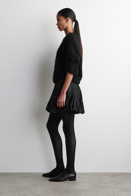 BUBBLE-HEM MINI SKIRT — BLACK 3