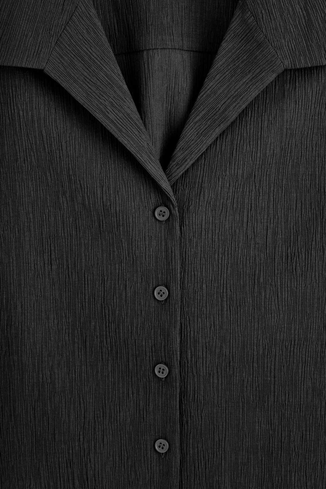 CRINKLED-JERSEY SHIRT — BLACK