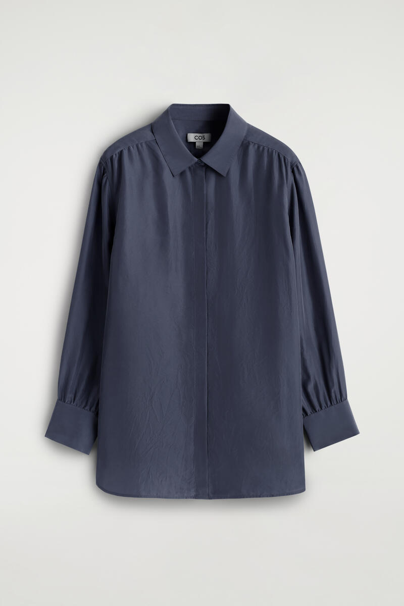 Gathered Washed-Silk Shirt