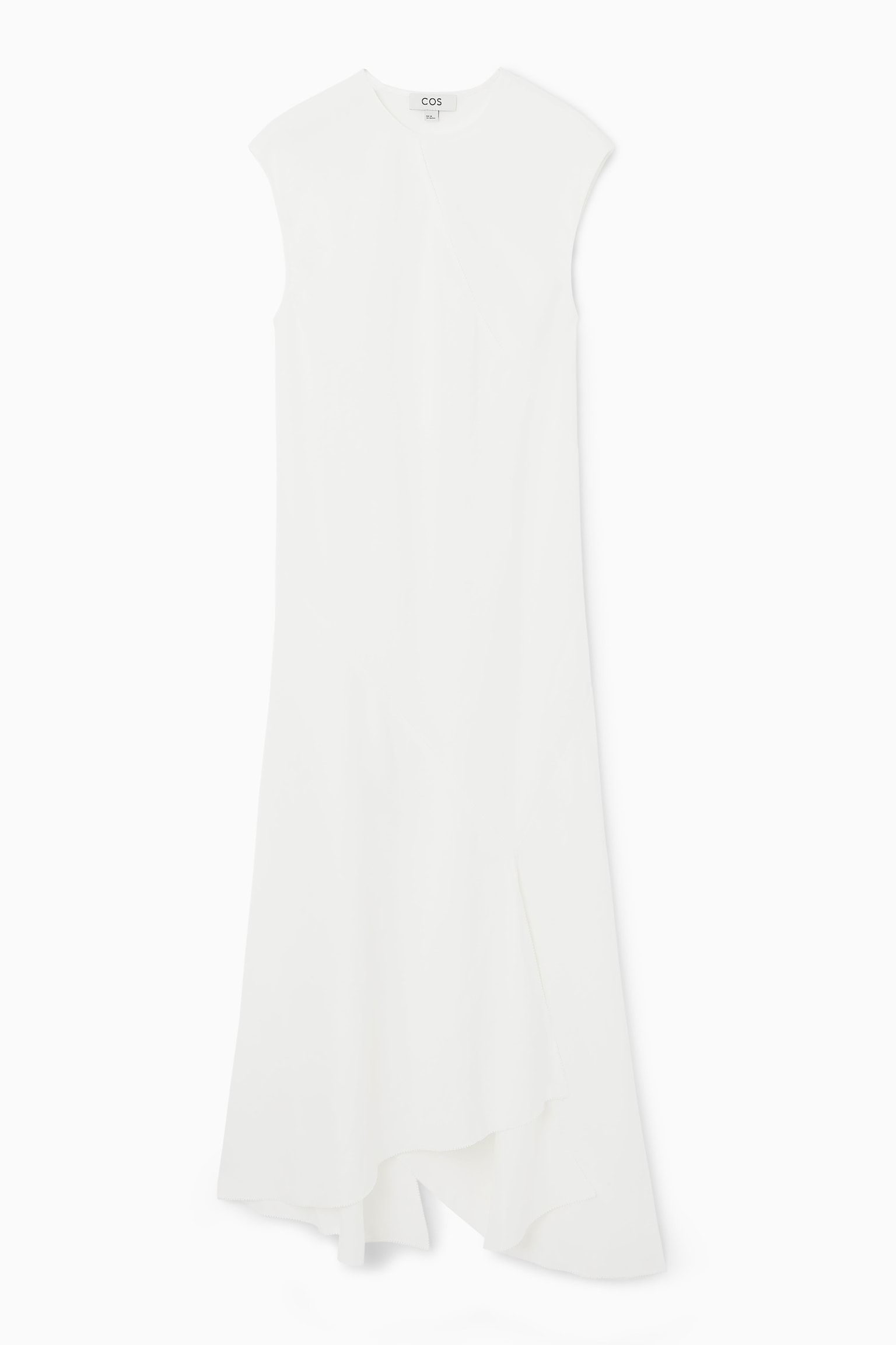 DRAPED ASYMMETRIC MAXI DRESS - WHITE
