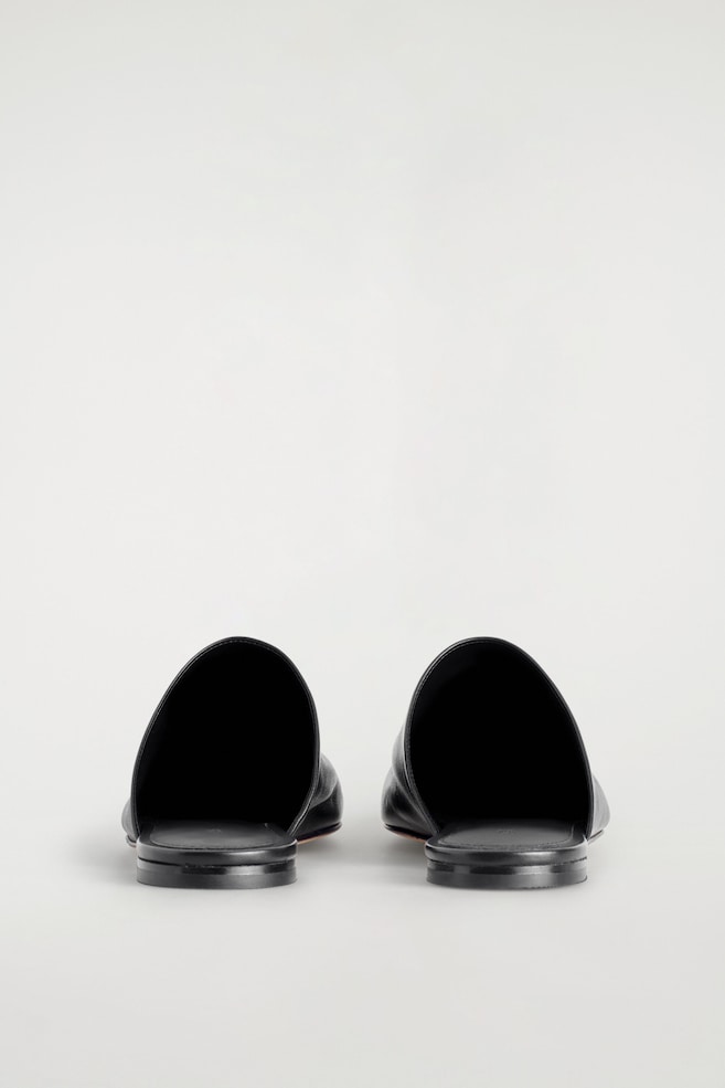 LEATHER MULES — BLACK