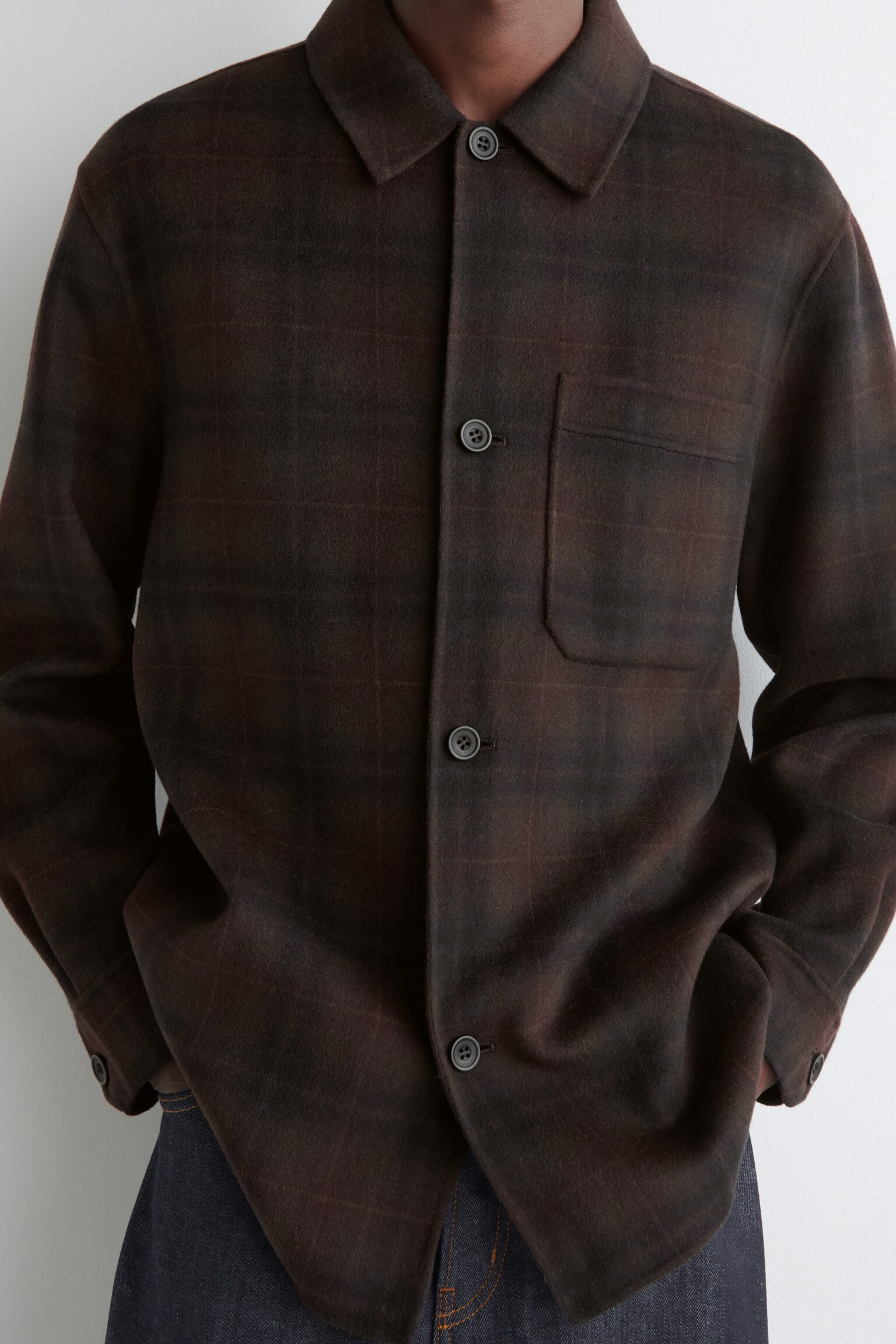 SOBRECAMISA DE LANA DE DOBLE FAZ - BURDEOS/CUADROS/NEGRO/AZUL COBALTO - 5