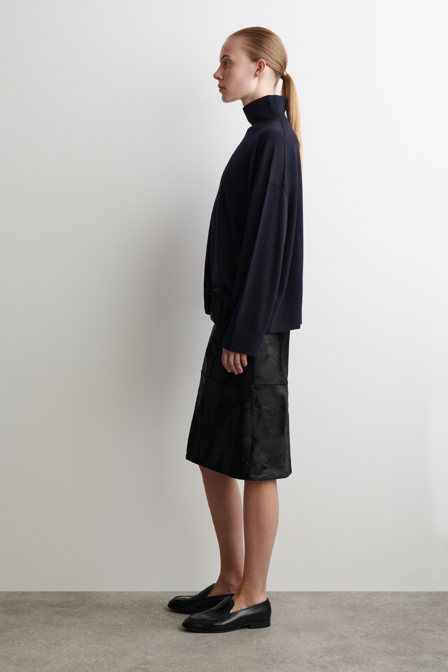 SVETER S ROLÁKOM Z MERINO VLNY - NAVY/TMAVOŠEDÁ MELÍROVANÁ/DARK-RED MÉLANGE - 6